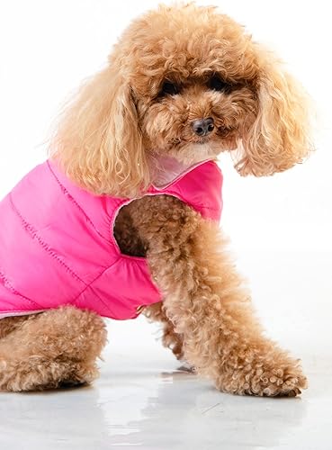 Miniatura 4 de ReverPaw Polyester Two Color Tone Reversible Leash Hole Breathable and Warm Dog Jacket (Pink Fucshia, S, Small)
