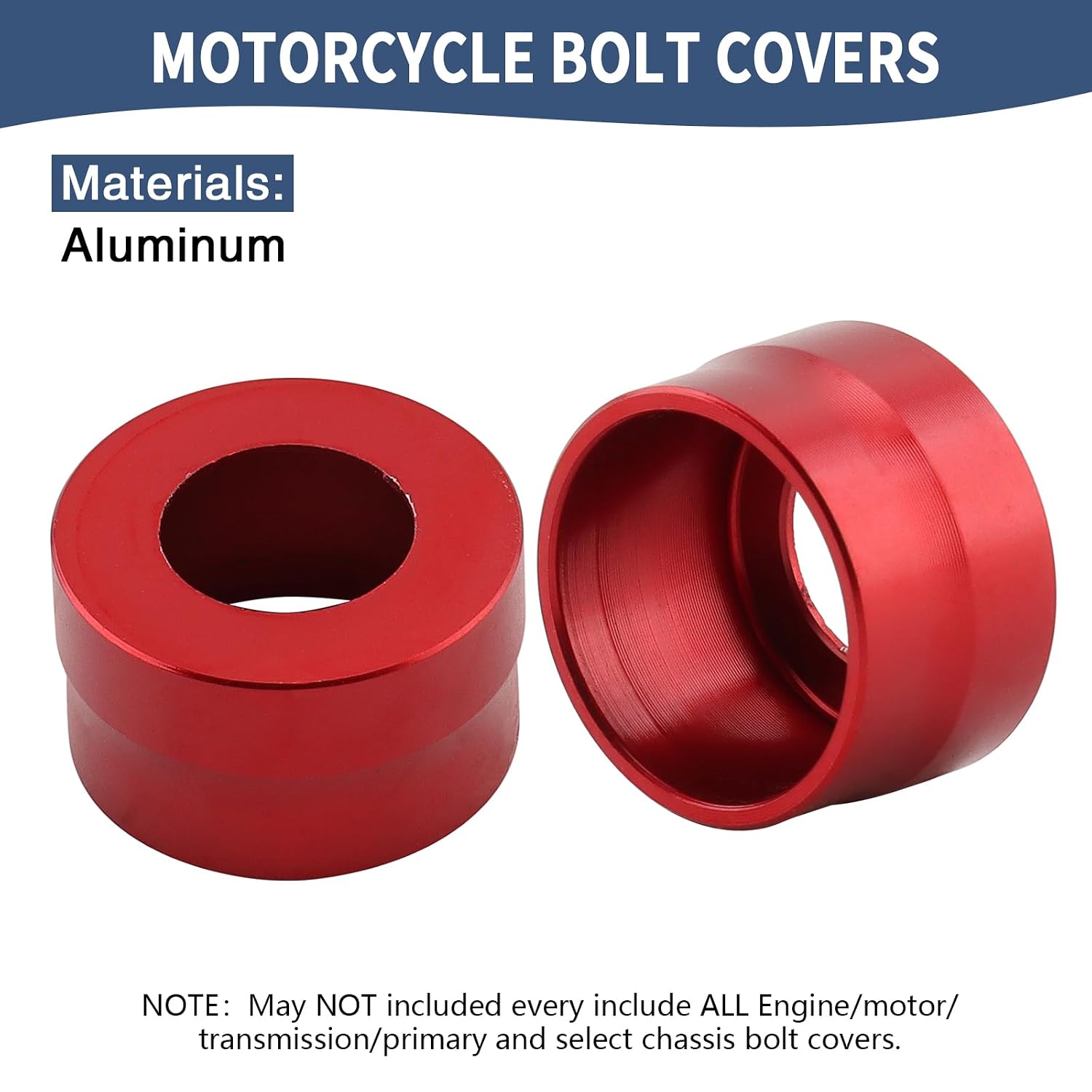 Engine Bolt Covers Caps 3/8" Head Bolt Toppers Caps Kit Fit for Harley Touring Electra Glides Road Glides Street Glides Road Kings Trikes Sportster 883 Dyna Softail Fat Bob Low Rider S (Red)