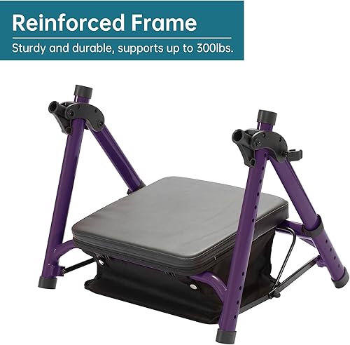 Miniatura 5 de ELENKER Andador todoterreno con ruedas no neumáticas de 10 pulgadas, asiento y respaldo acolchados de esponja, marco totalmente ajustable para