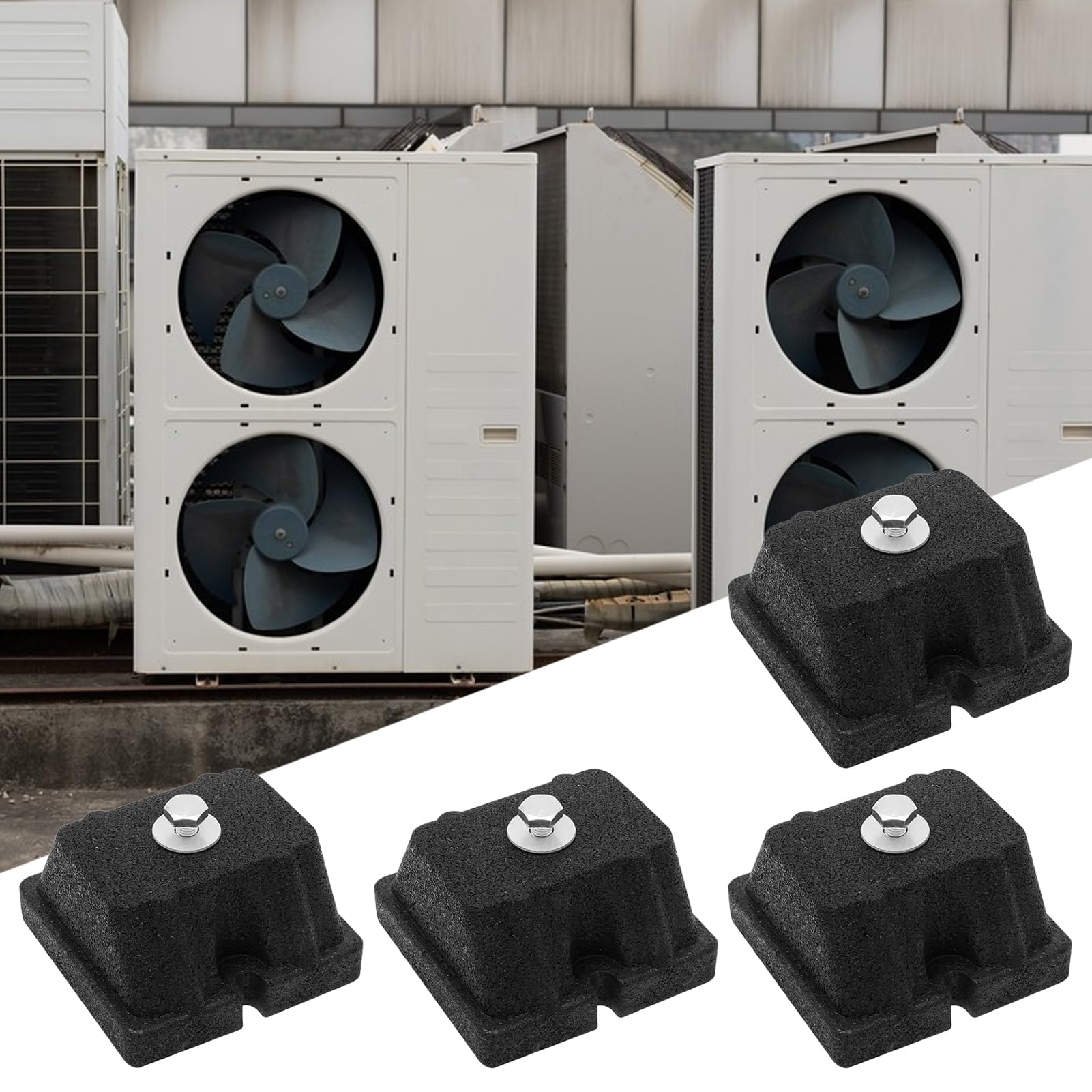 Patas Antivibración A/A Aislante Reforzado y Soporte de Montaje | 4 Pies Antivibración Caucho Reducción Impacto Y Ruido Bomba De Calor Para Condensadores Exteriores, Bomba De Calor Y Aire