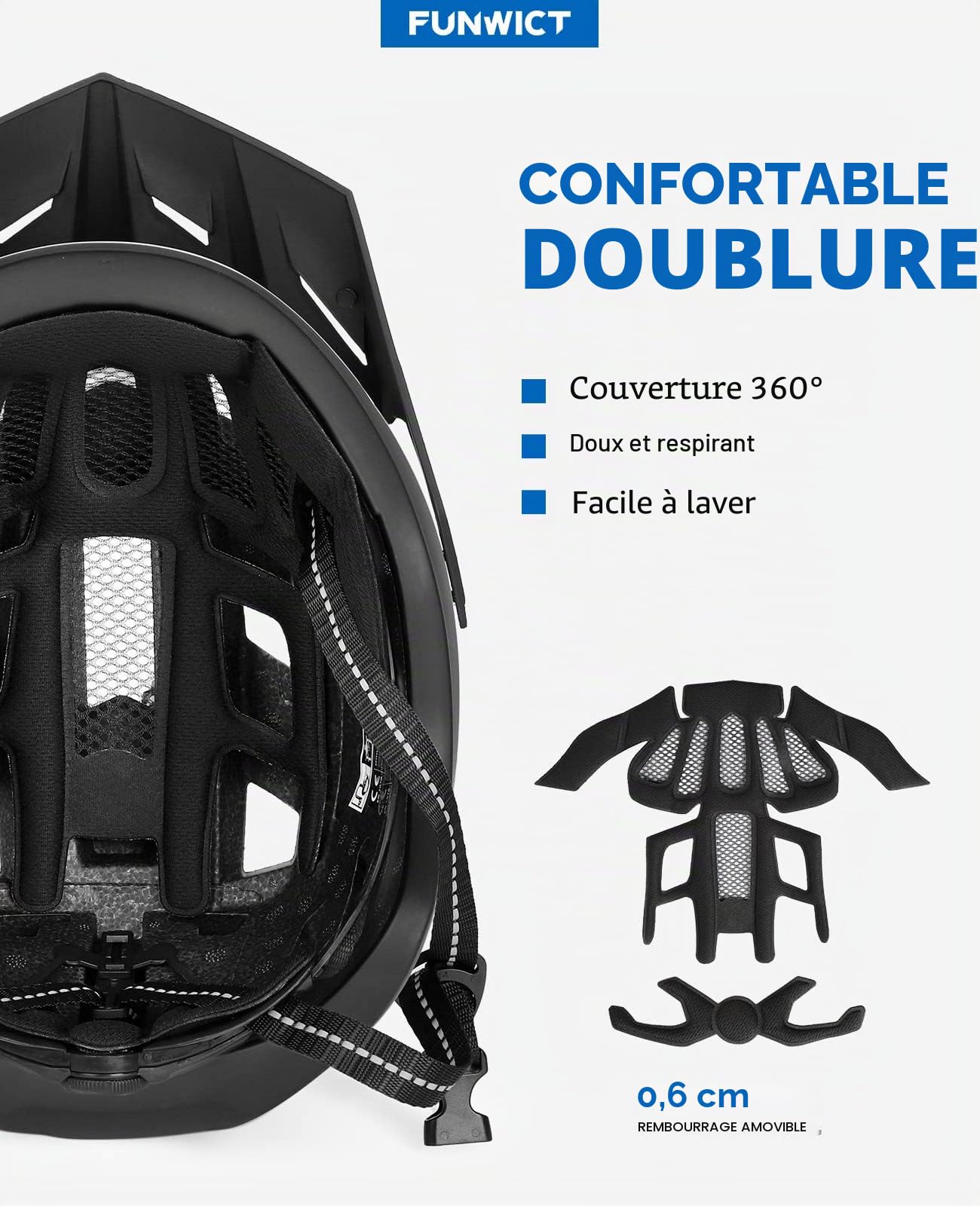 Casque Velo Homme Femme avec Visiere et Lunettes Détachables, Casque Vélo Casques VTT avec Feu Arrière à LED Rechargeable, Casque Cyclisme pour Adulte et Adolescent (XL: 59-63 cm, Noir Jaune)