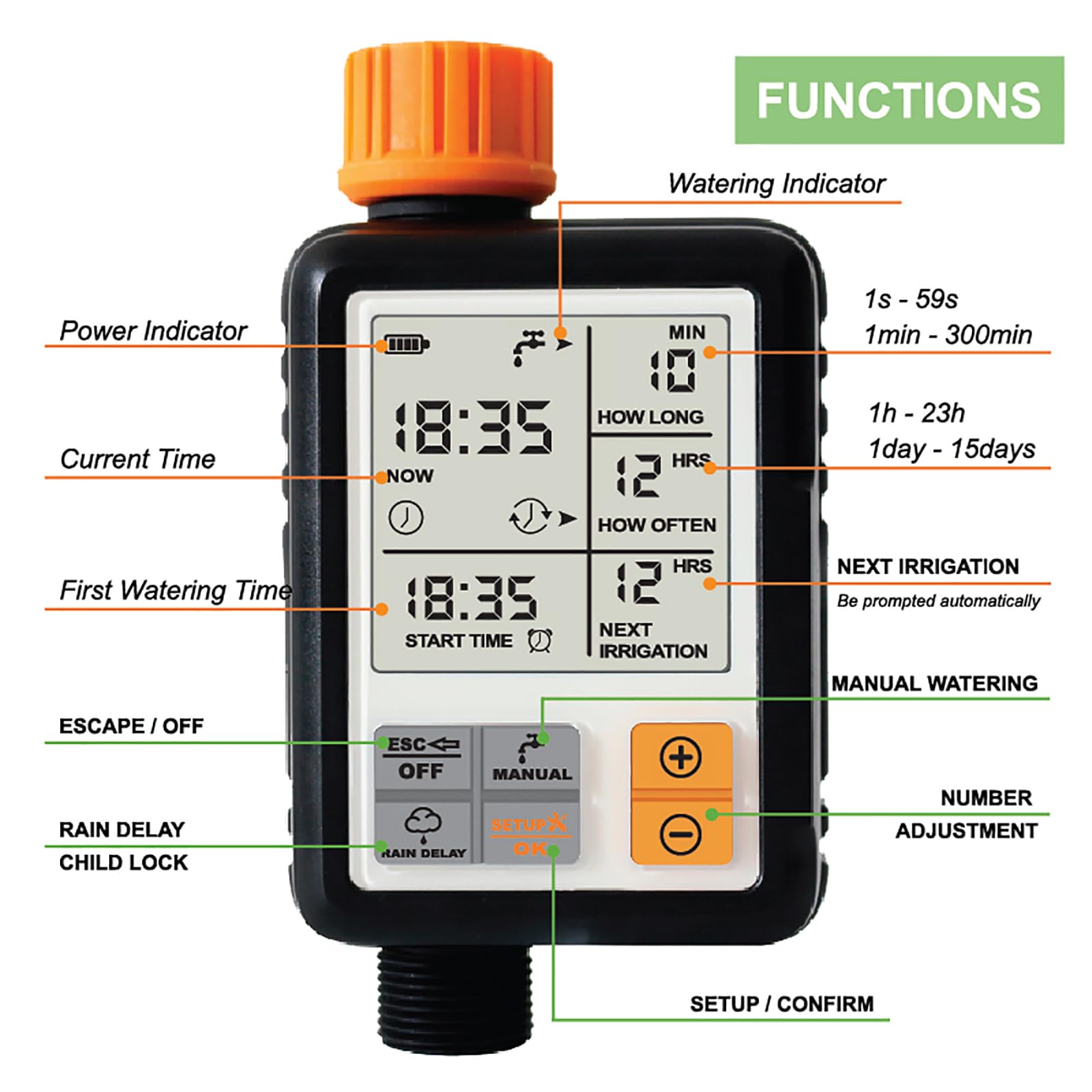 Dispositivo di irrigazione Automatico, Timer Automatico dell'Acqua, Timer regolatore di irrigazione Automatico Rubinetto Timer di irrigazione Meccanico