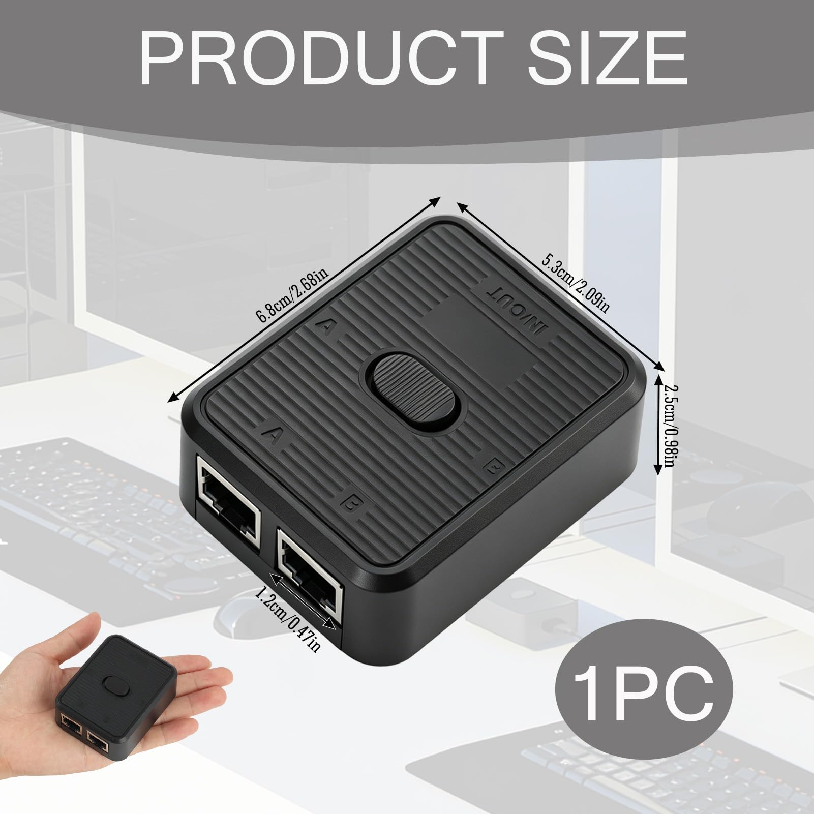 Passiver Netzwerk Switch, Ethernet Umschalter 2 in 1 Out, LAN Switch Ohne Strom 1000Mbits Passiv 1 in 2 out, RJ45 Gigabit LAN Splitter Stromlos PoE Kompatibel für CAT7 CAT6A CAT6 CAT5e mit Vergoldeten