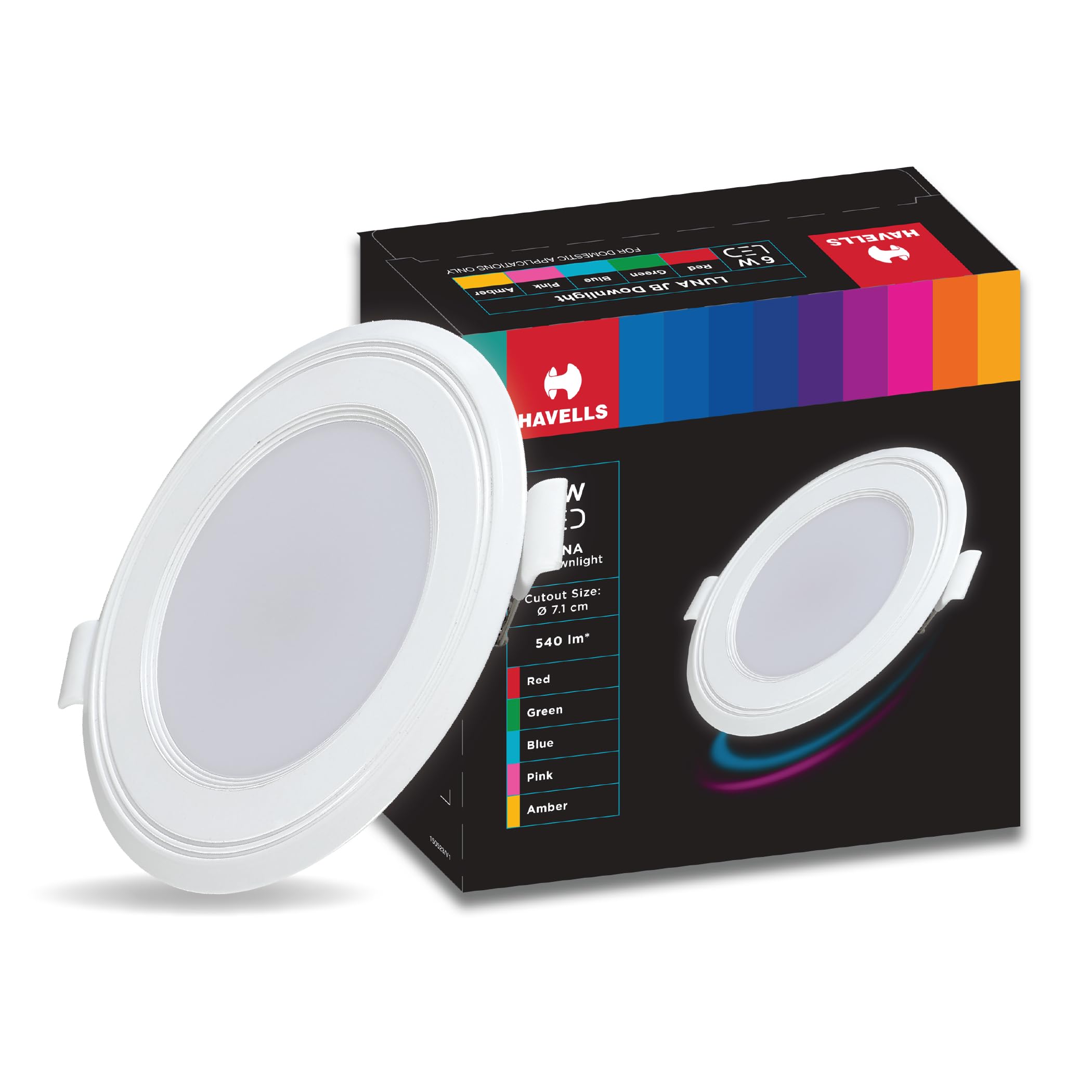 HAVELLS Luna 6W Downlight for Junction Box Round | Colour - Blue |3 inch Cutout, 22mm Height | High Voltage Protection Upto 4KV | Pack of 1-image-39