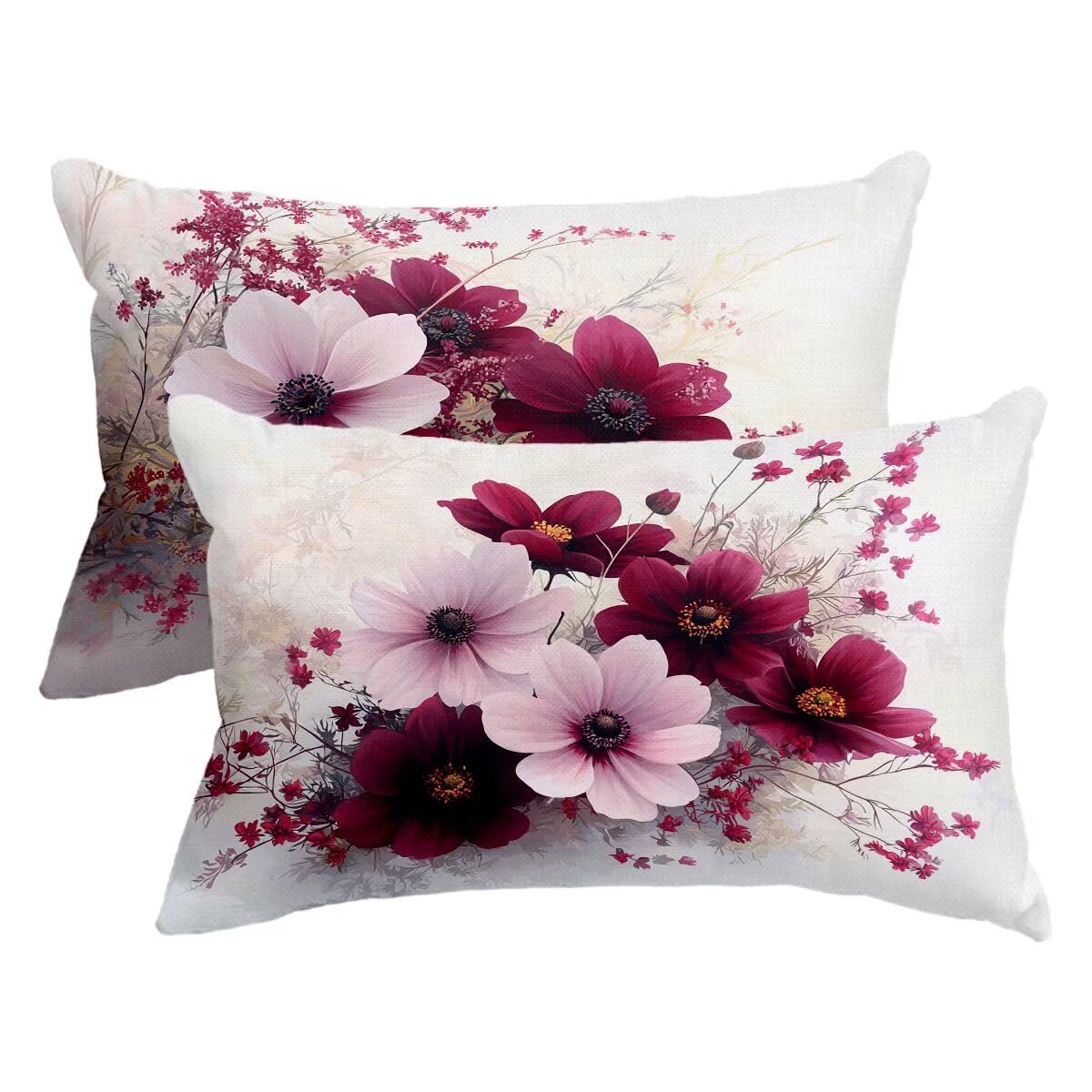 Taie oreiller 50x80 lot de 2 housse coussin exterieur impermeable floral