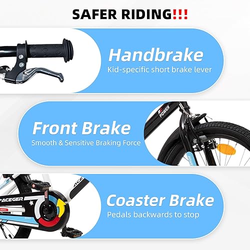 Miniatura 3 de ACEGER Simon - Bicicleta infantil para niños y niñas, unisex, para niños de 3 a 13 años, bicicleta para niños de 12, 14, 16, 18 pulgadas, con ruedas