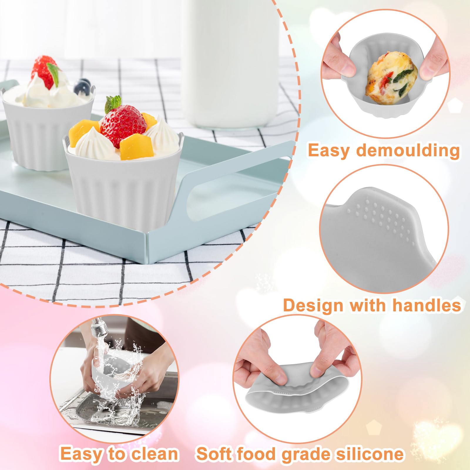 Set 4 Padelle Silicone Per Friggitrice Ad Aria - 10.5cm, Antiaderenti, Per Uova E Muffin, Resistenti Al Calore - Foto 7