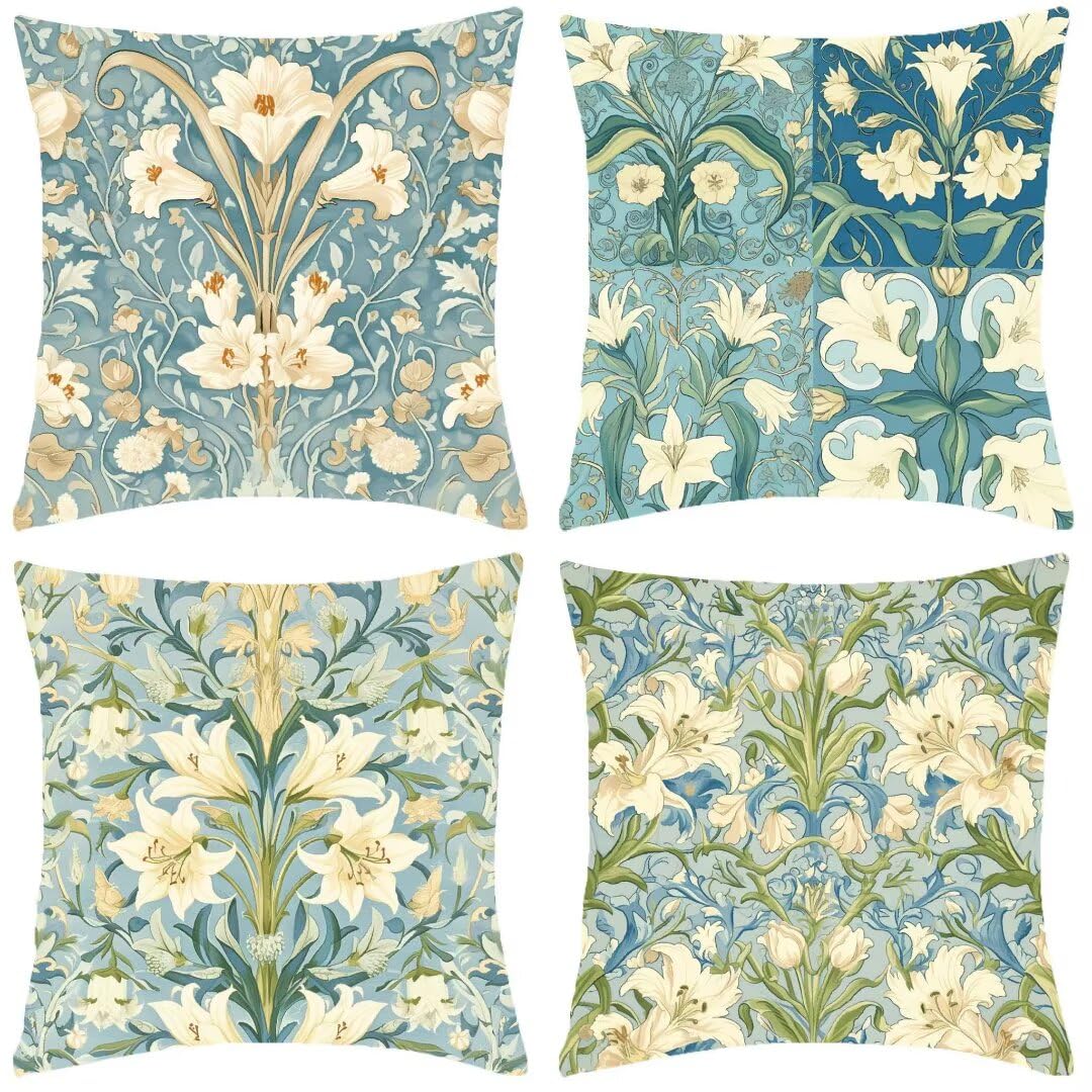 Federe Cuscini Divano 40x40cm Set di 4 Fodere Cuscini in Lino, Copri Cuscini per Divano Plant Camera da Letto Divano, Copricuscino Divano Cuscini Decorativi Casa, Camera da Letto, Arredo Sedia