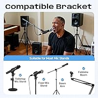 Vista 5 de Clip universal para micrófono, soporte de micrófono ajustable con adaptador macho de 5/8 pulgadas a hembra de 3/8 pulgadas (paquete de 2)