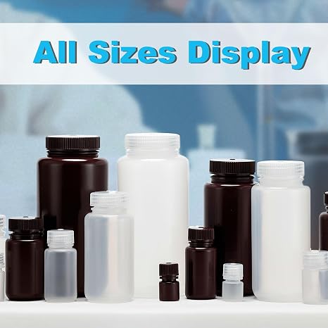 Biologix 250ml(8oz) Sterile PP Clear Reagent Bottles, 40PCS Plastic Wide Mouth Reagent Container with Screw for Laboratory, Liquid Storage