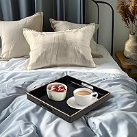 Vista 2 de MAONAME - Bandeja decorativa negra, bandeja de servir con asas, bandejas para mesa de café, bandejas de plástico cuadradas para otomano, baño