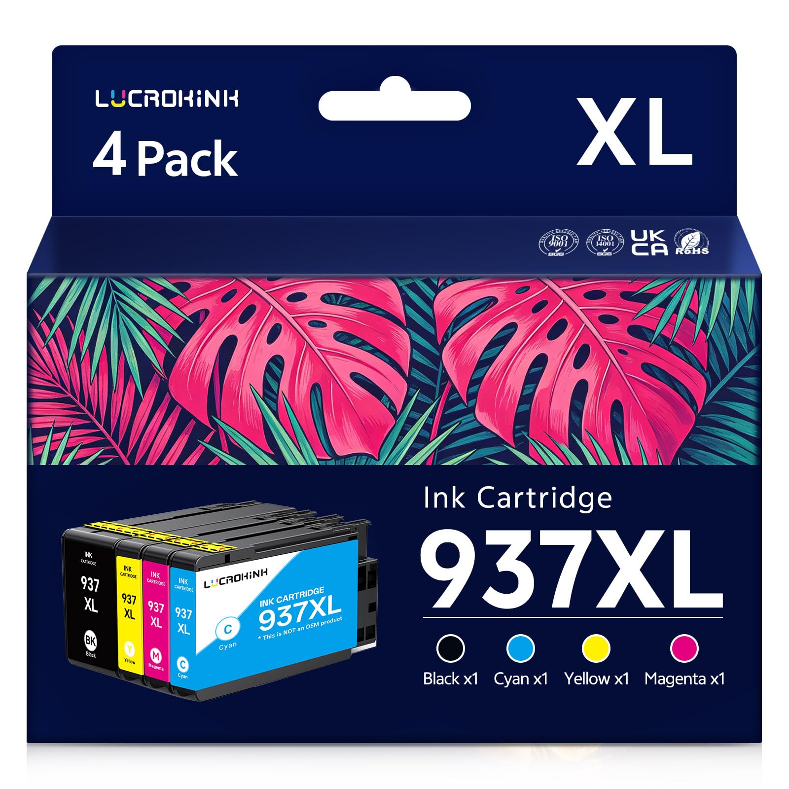 937XL - Cartuchos de tinta compatibles con HP 937XL, 4 unidades, compatibles con HP OfficeJet Pro 9110b 9117b 9120b 9130b 9730 9720 9110e 9120e 9122e 9125e 9130e 9132e 9135e 9730e 9722e Impresora 0e