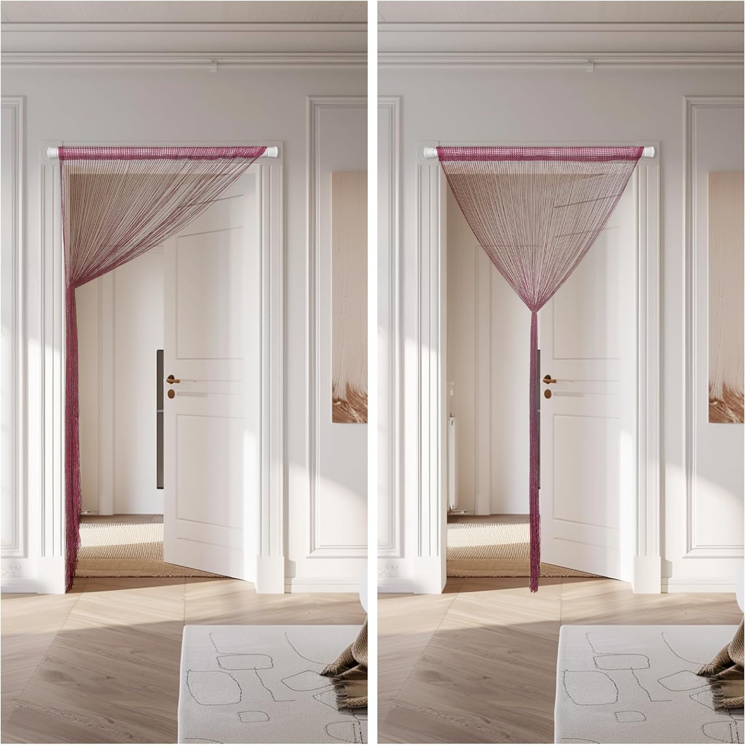 4 Pieces Glitter String Curtains Doorway Beads Curtains, 39 x 79 Inch Hanging Fringe Hippie Room Divider Door String Curtain Boho Doors Tassel for Doorways, Windows, Closet, Privacy Decor (Pink) image 4