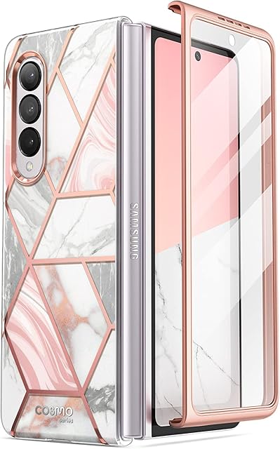 i-Blason Cosmo Protective Case for 7.6-Inch Samsung Galaxy Z Fold 3 5G (2021), Marble Pink