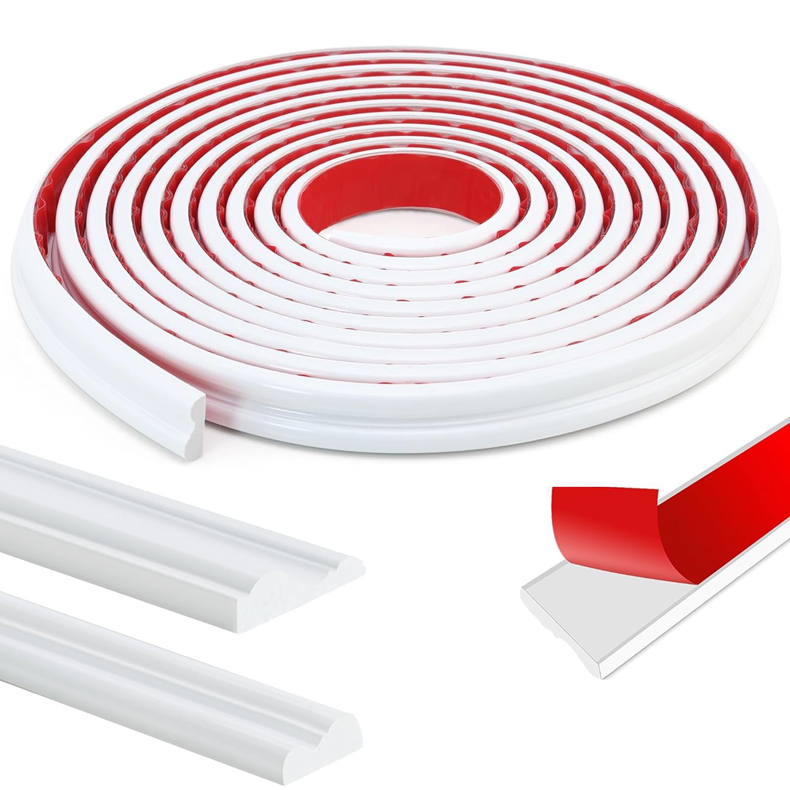 Flexible Zierleiste Selbstklebend Deckenleisten - Wand Deko - Wandleistenleiste - Selbstklebende Verkleidungsleiste Zierleisten Weiß, Spiegelrahmen Schranktür Home Decoration (5M x 40MM)