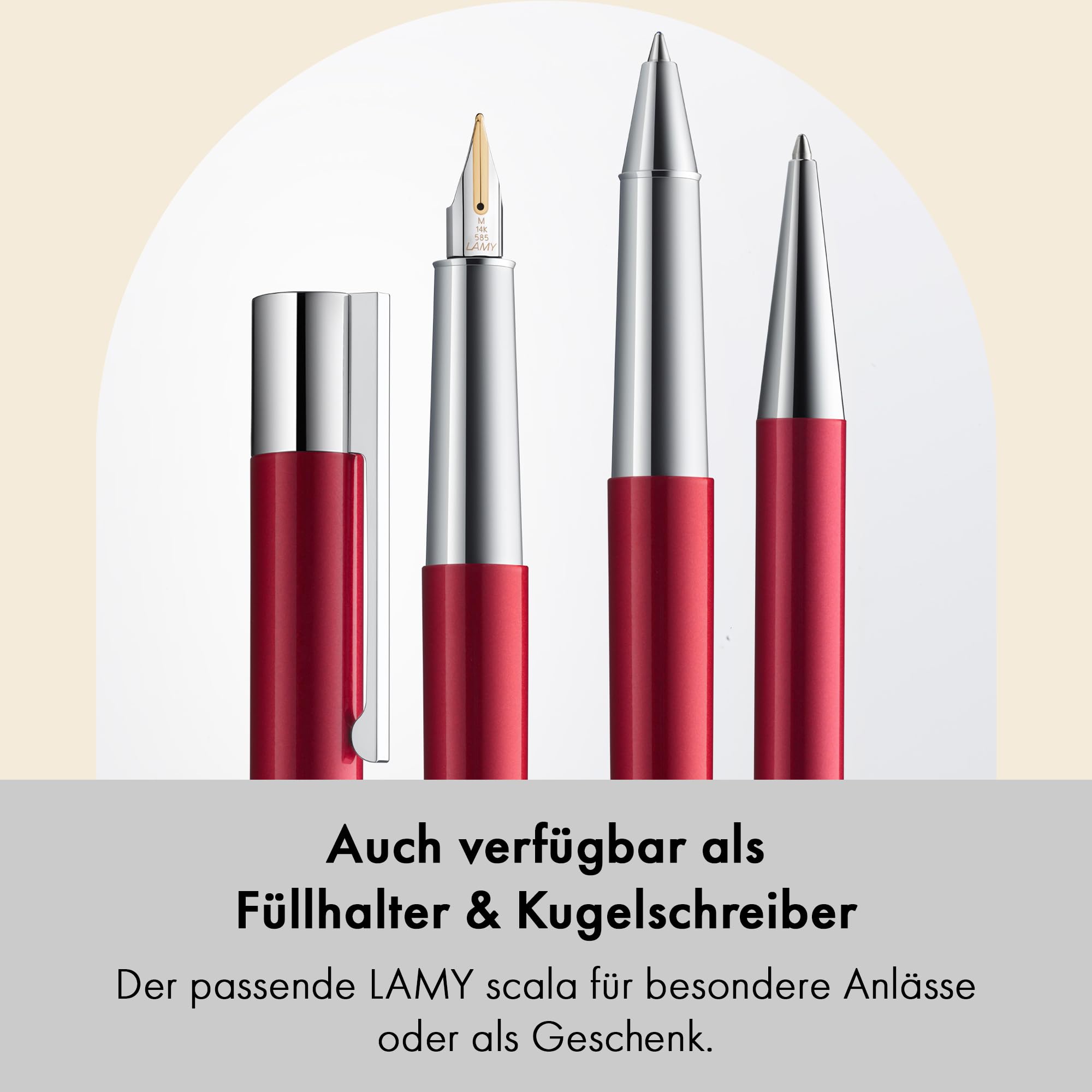 Lamy scala pianored Tintenroller – puristischer Stift in robustem Gehäuse aus Ganzmetall & Glanzlackveredelung – poliertes Grifftstück & in Strichbreite M – mit Tintenrollermine M 63 in schwarz