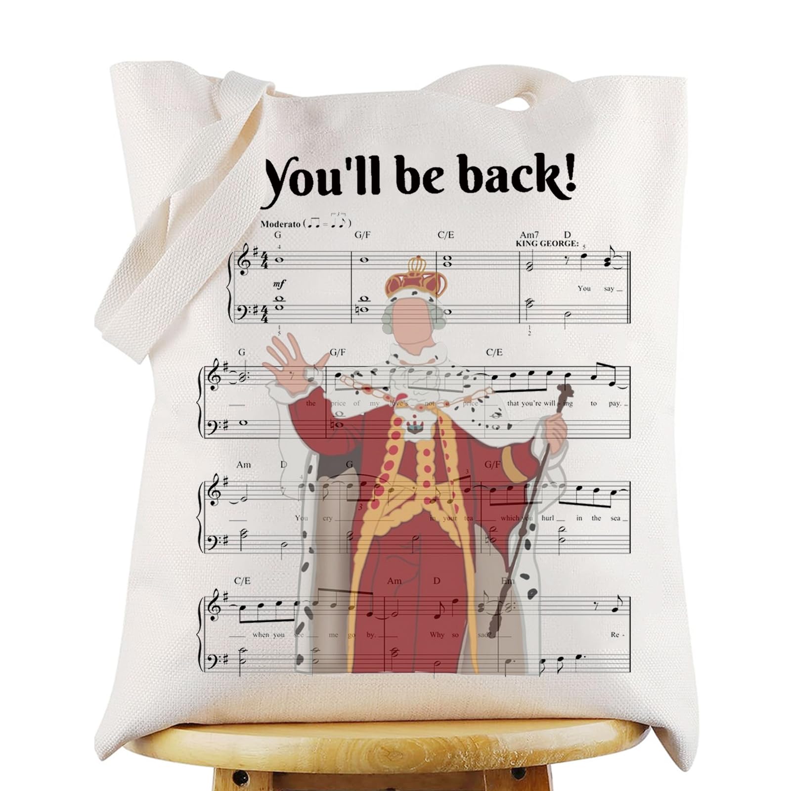 G2TUPKing George III Tote Bag George III King Fans Gift You'll Be Back King Shoulder Bag Musical Merch