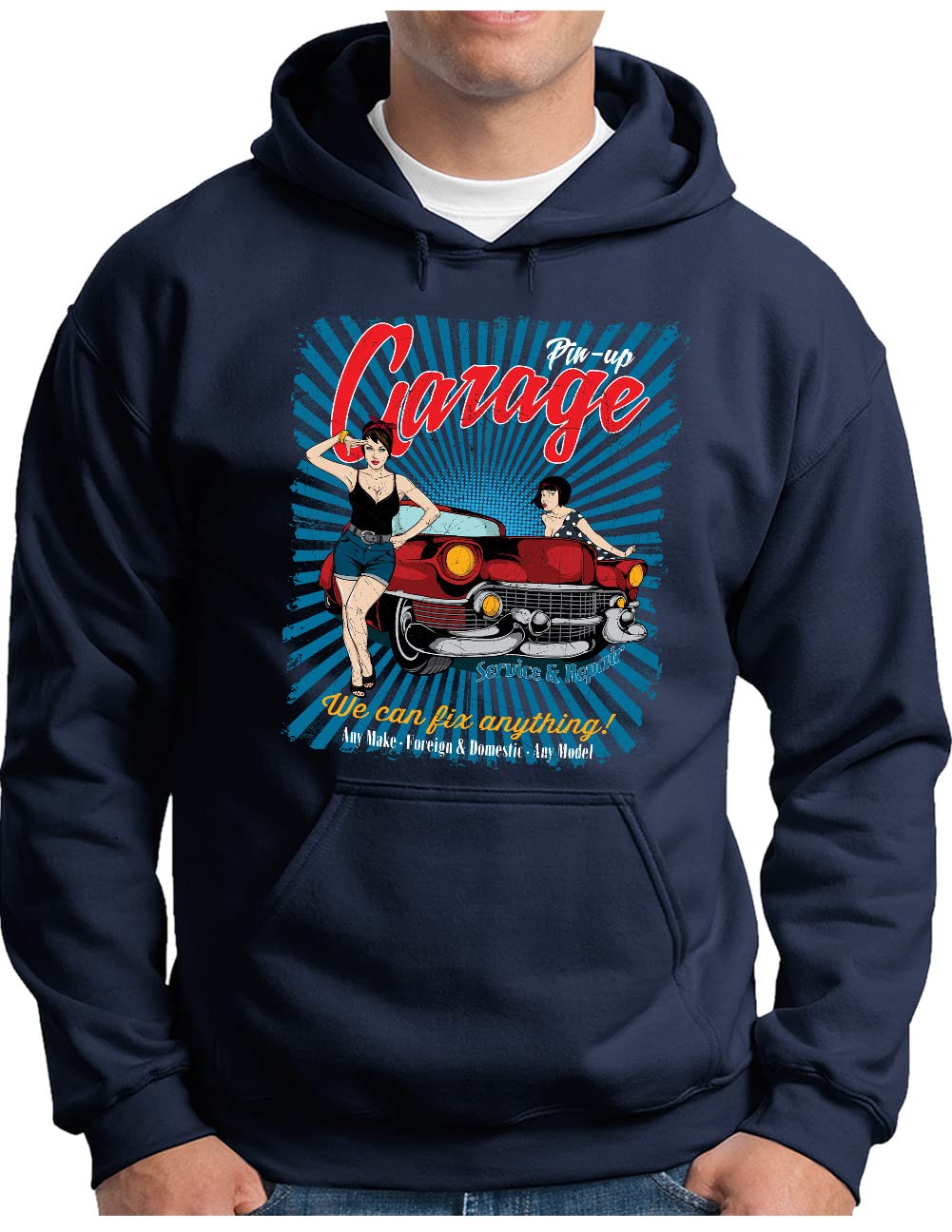 Pull à capuche classic car au design soigné taille M marine - 4