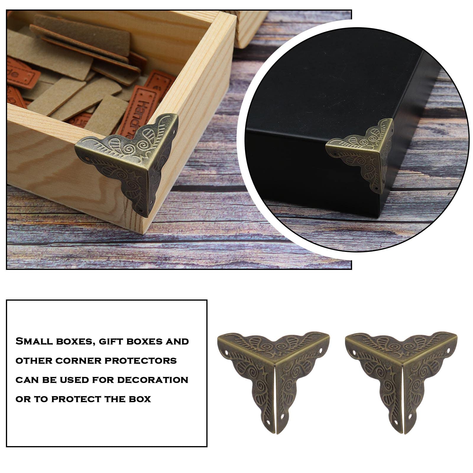 20 protezioni angolari in metallo vintage box protezioni angolari con 80 viti mobili bordo copertura accessori per scatole di legno scrivanie tavoli bronzo