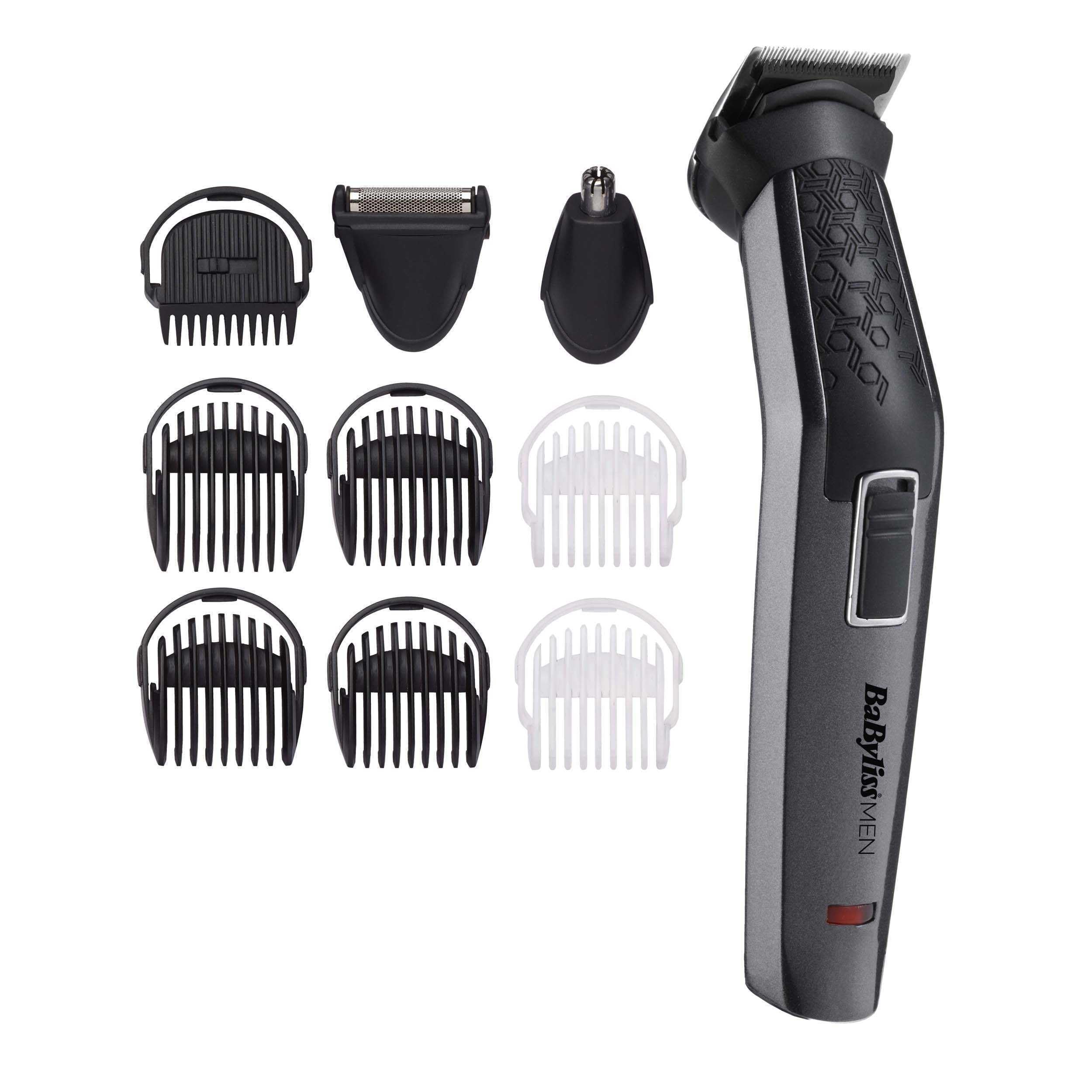 BaBylissMEN Tondeuse Multi-usages Kit 10 en 1 Carbon Titanium avec Tondeuse Nez et Rasoir de Finitions MT727E