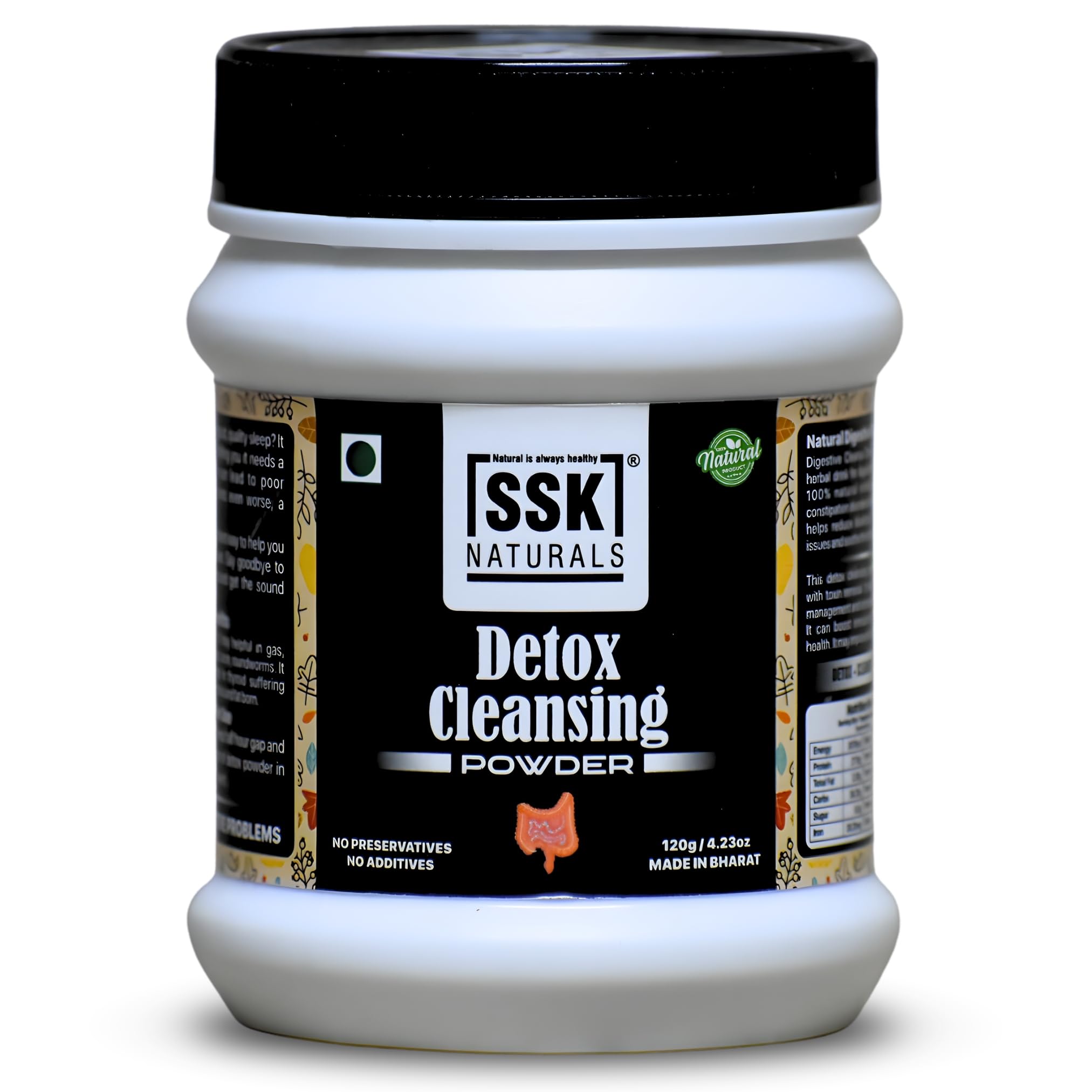 SSK NATURALS Detox Cleansing Powder | All Natural Herbal Detox | No Artificial Colour | Supports Digestive & Gut Cleanse 120g / 4.23oz-image-45