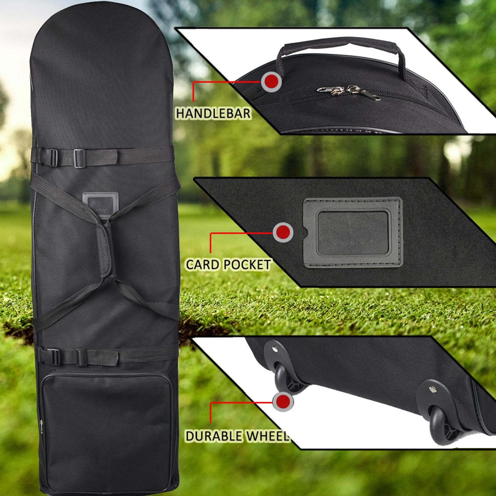 Sac de Golf de Voyage Oxford 900D Pliable avec Roulettes, Sac de Transport pour Clubs de Golf