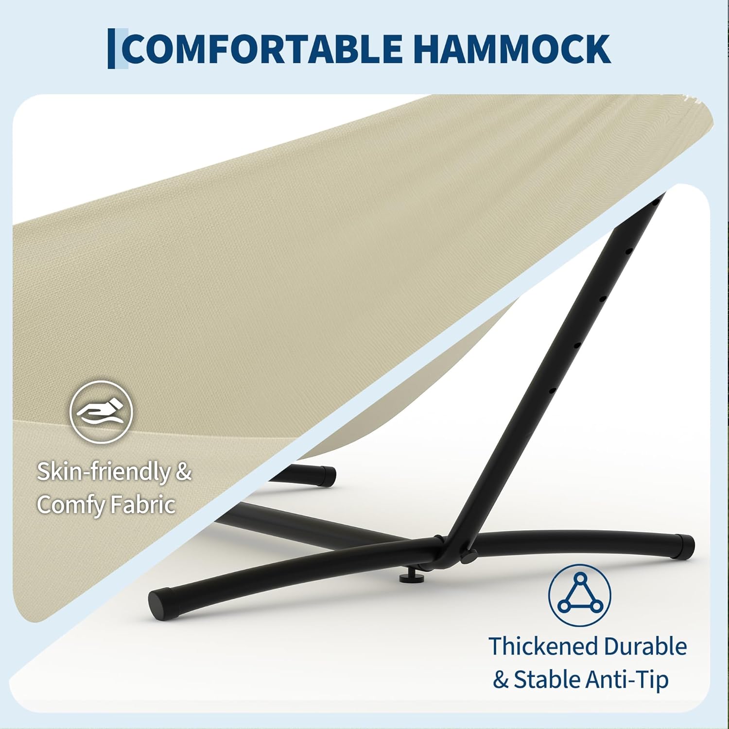 Double Hammocks with Stand for Outside, Portable Space Saving Heavy-Duty Steel Stand for Indoor Outdoor Patio with Carrying Bag, 450 lbs Capacity