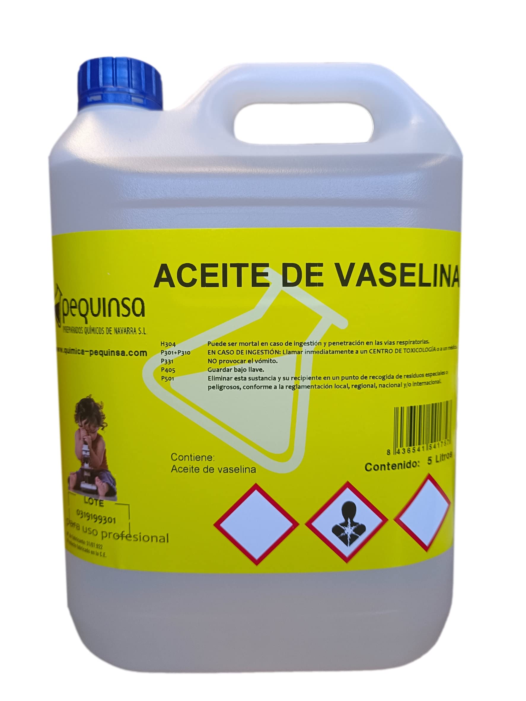 Aceite de Vaselina Alta Pureza 99% 5 Litros