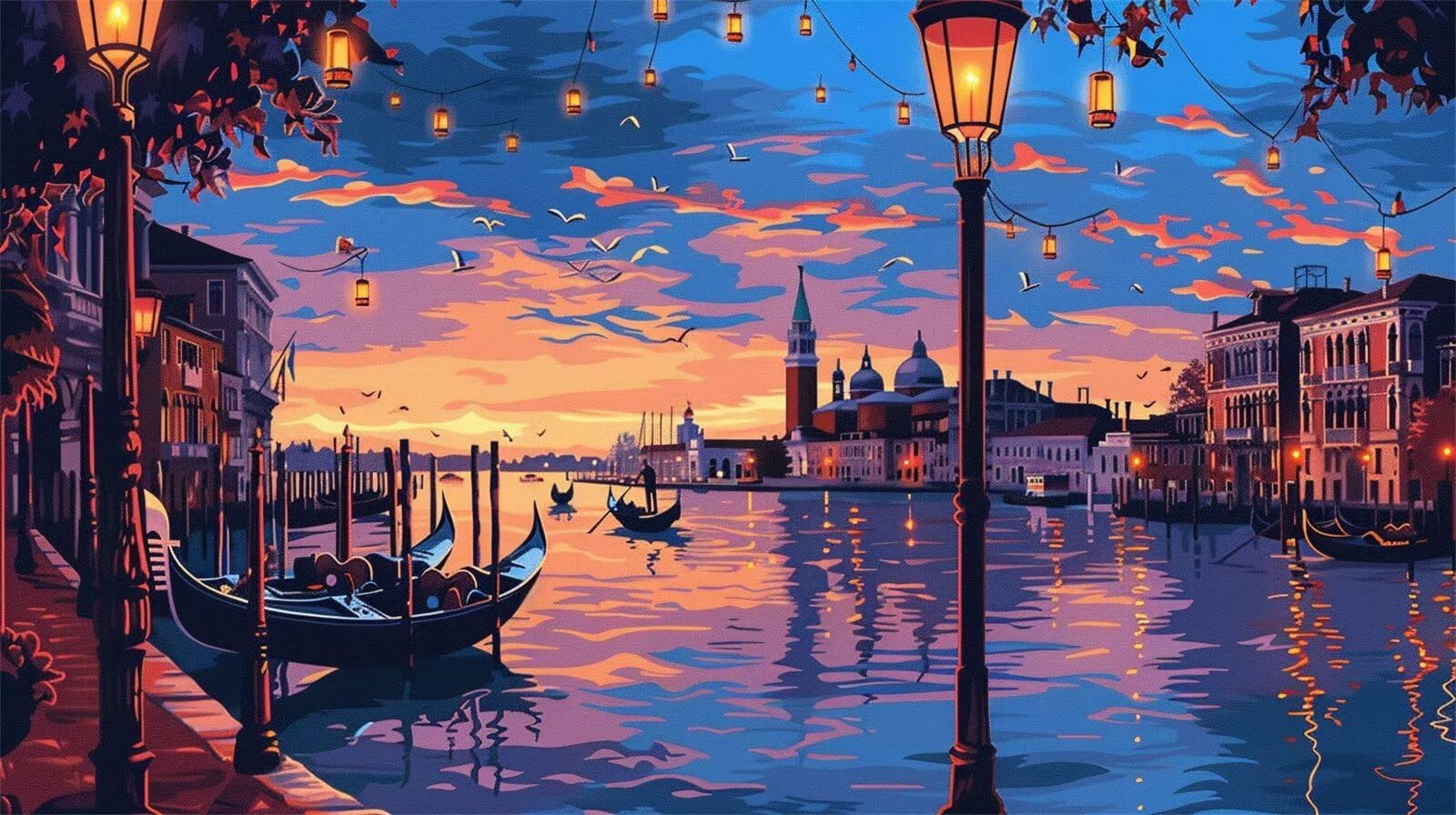 MISCER Paint By Numbers Paesaggio Cittadino Con Telaio 30x40cm – Kit Di Pittura Per Adulti - 3