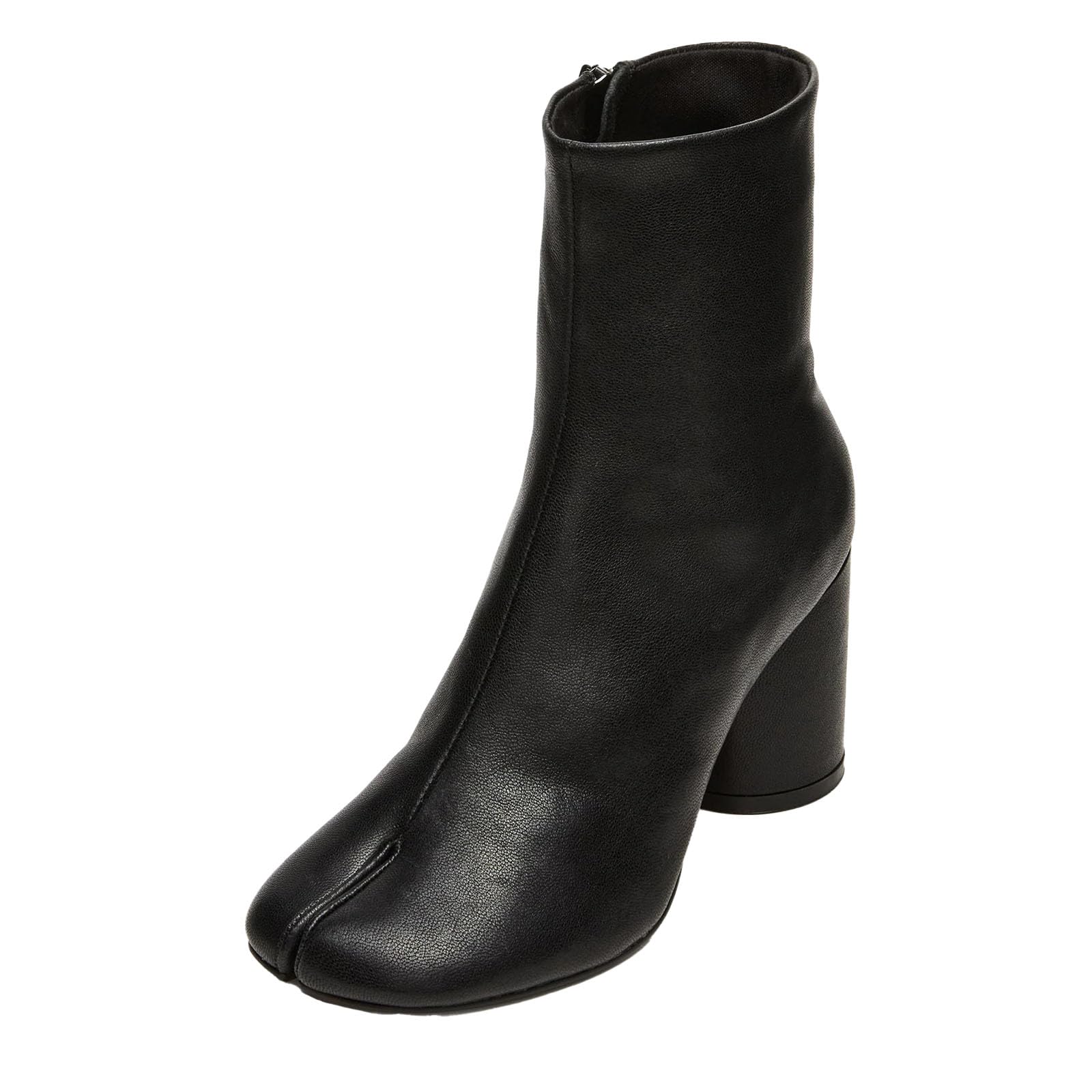 Black Womens Split Toe Ankle Boots Chunky Heel Tabi Boots with Side Zip Casual Retro for Daily Wear