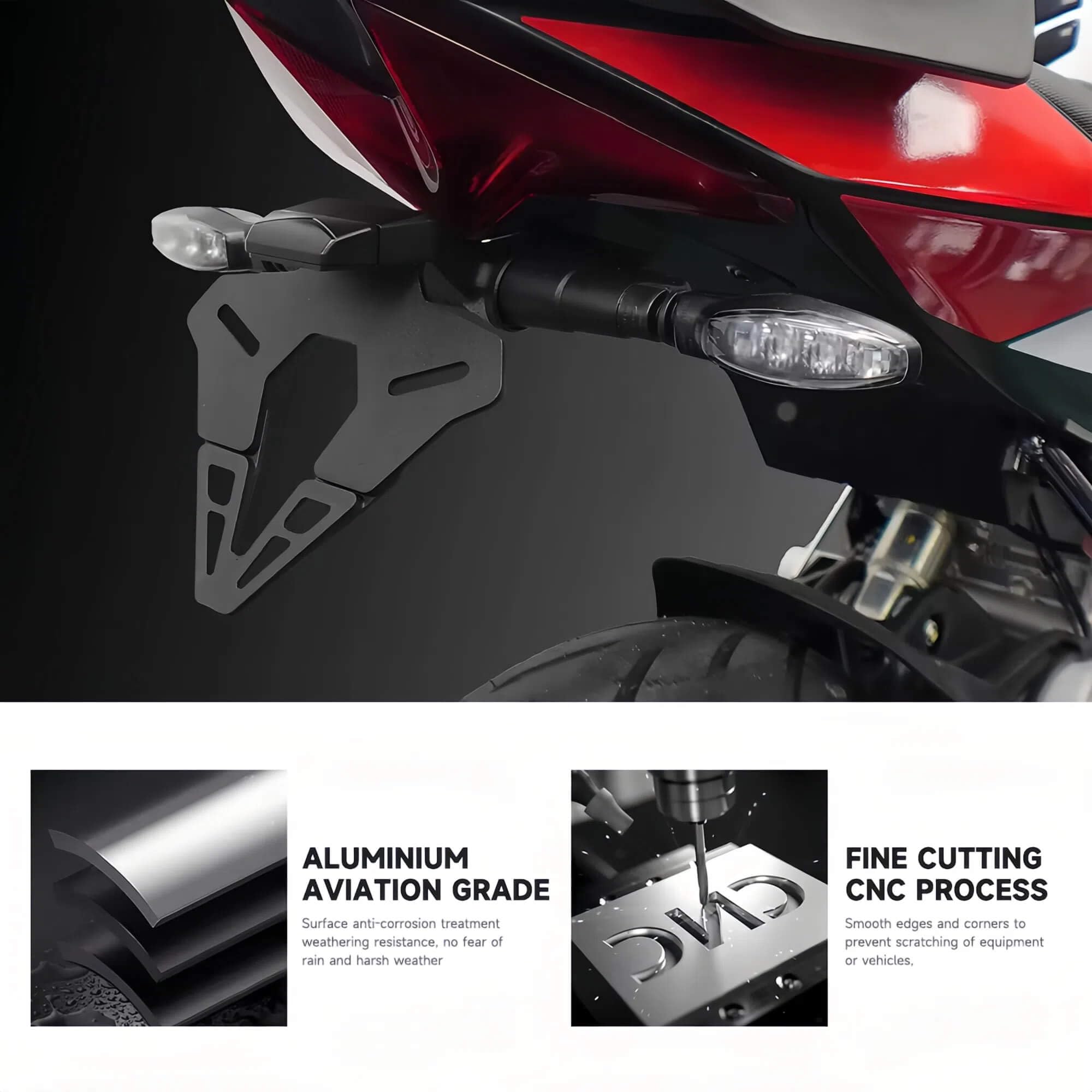 Krótkie tylne mocowanie tablicy rejestracyjnej z światłem LED dla Aprilia RS457 2024 2025 akcesoria motocyklowe