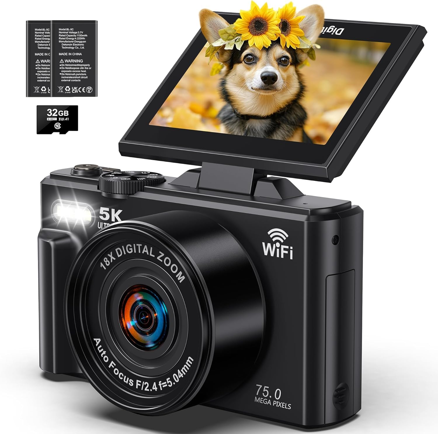 Amazon.com : 5K Digital Camera, WiFi Cameras for Photography 75MP