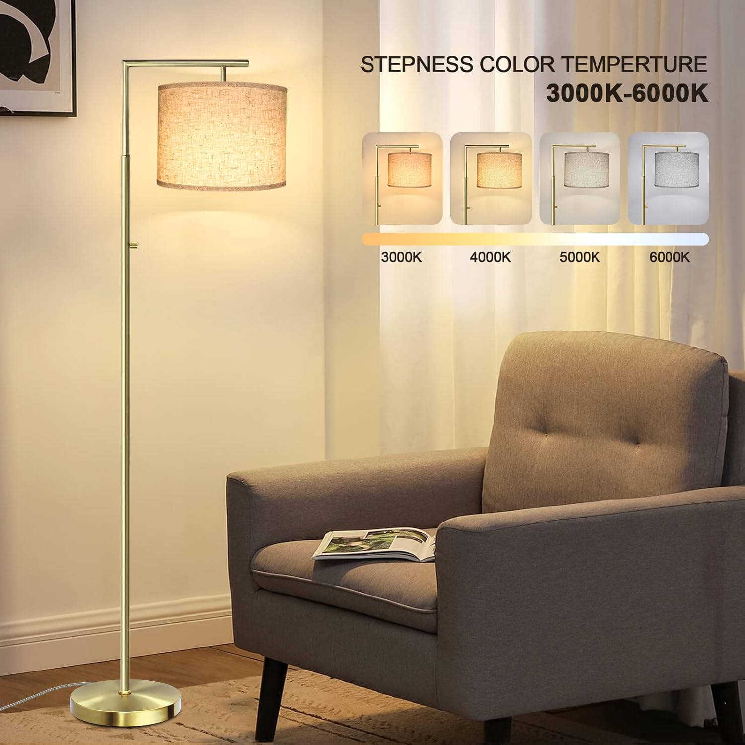 Buy Upgraded] ROTTOGOON Dimmable Floor Lamp, 4 Color Temperatures