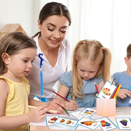 Miniatura 5 de 81 tarjetas de comunicación para autismo, tablero de comunicación no verbal, tarjetas para autismo con cordón de resorte de plástico retráctil,