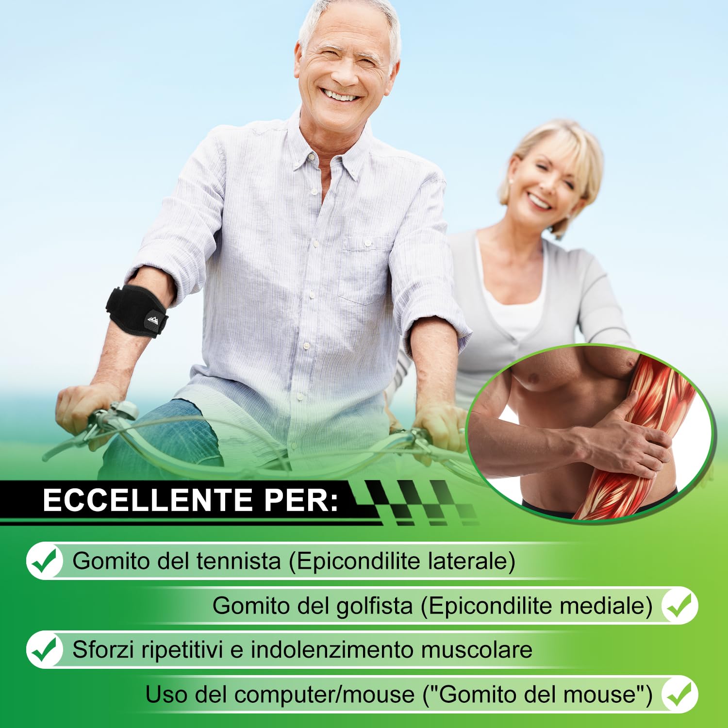supregear Tutore per Gomito Uomo Donna, Protezione Avambraccio per Tennis e Golf, Cinturino Regolabile con Cuscinetti a Compressione, Fascia Morbida per Sport e Vita Quotidiana, Nero (2 Pezzi)