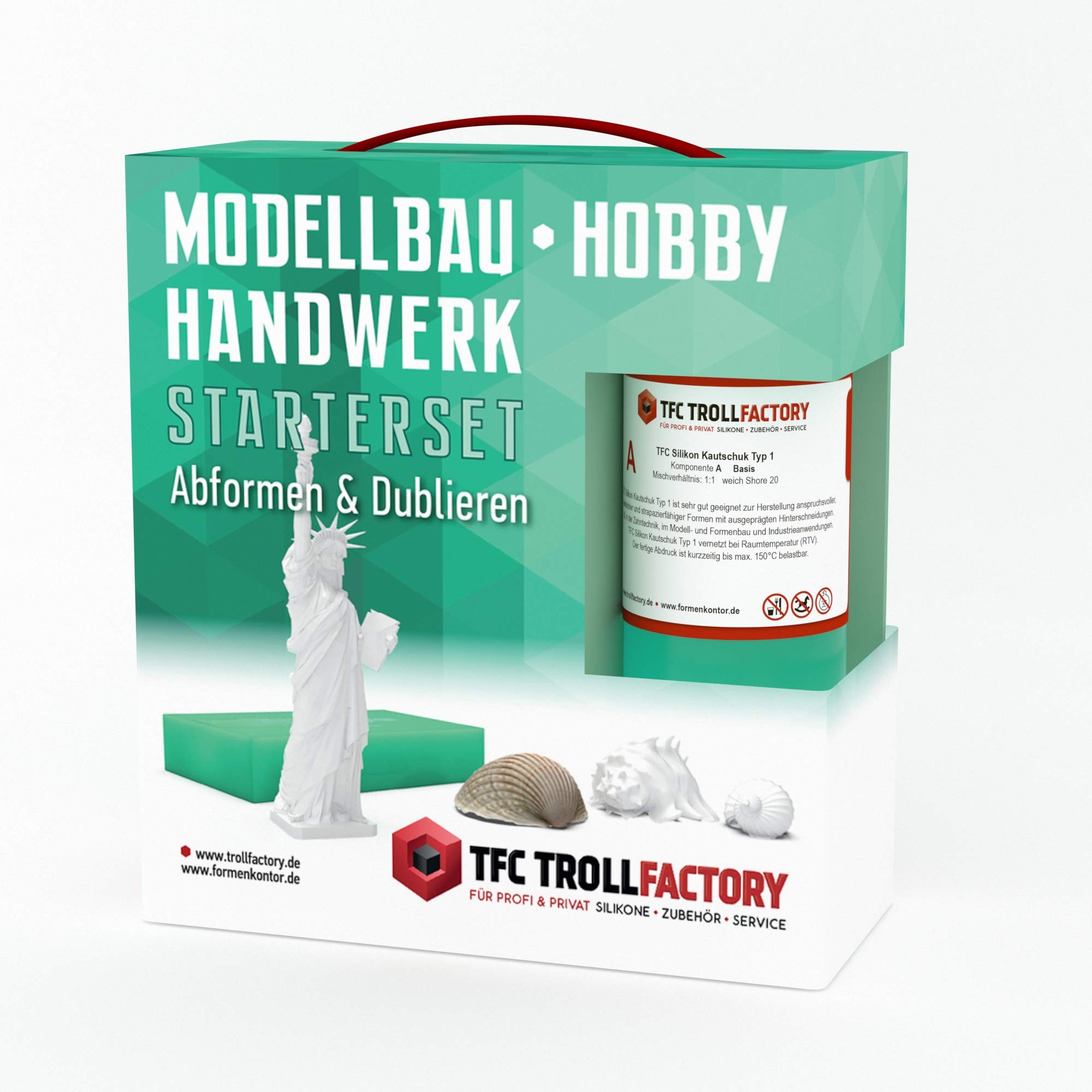 TFC DIY Silikonformen Starterset | Set zum Selber Herstellen von Silikonformen für Gips, Beton, Kerzen und Mehr | Silikon Kautschuk, Abformmasse, inklusive Anleitungsbuch