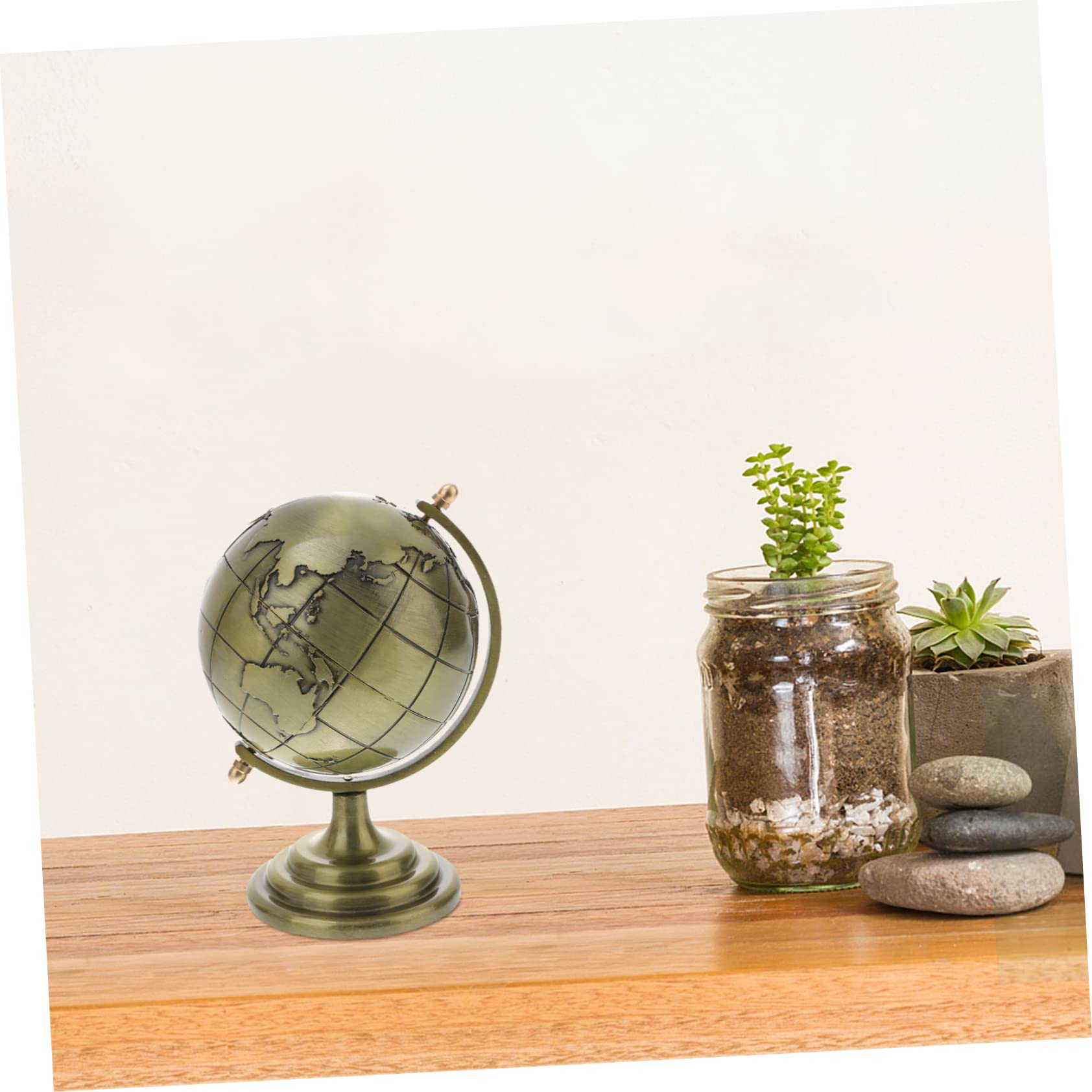 FOYTOKI This Earthly Globe Iron Craft Rotating Decor World Map Ornament Stylish Home Accent