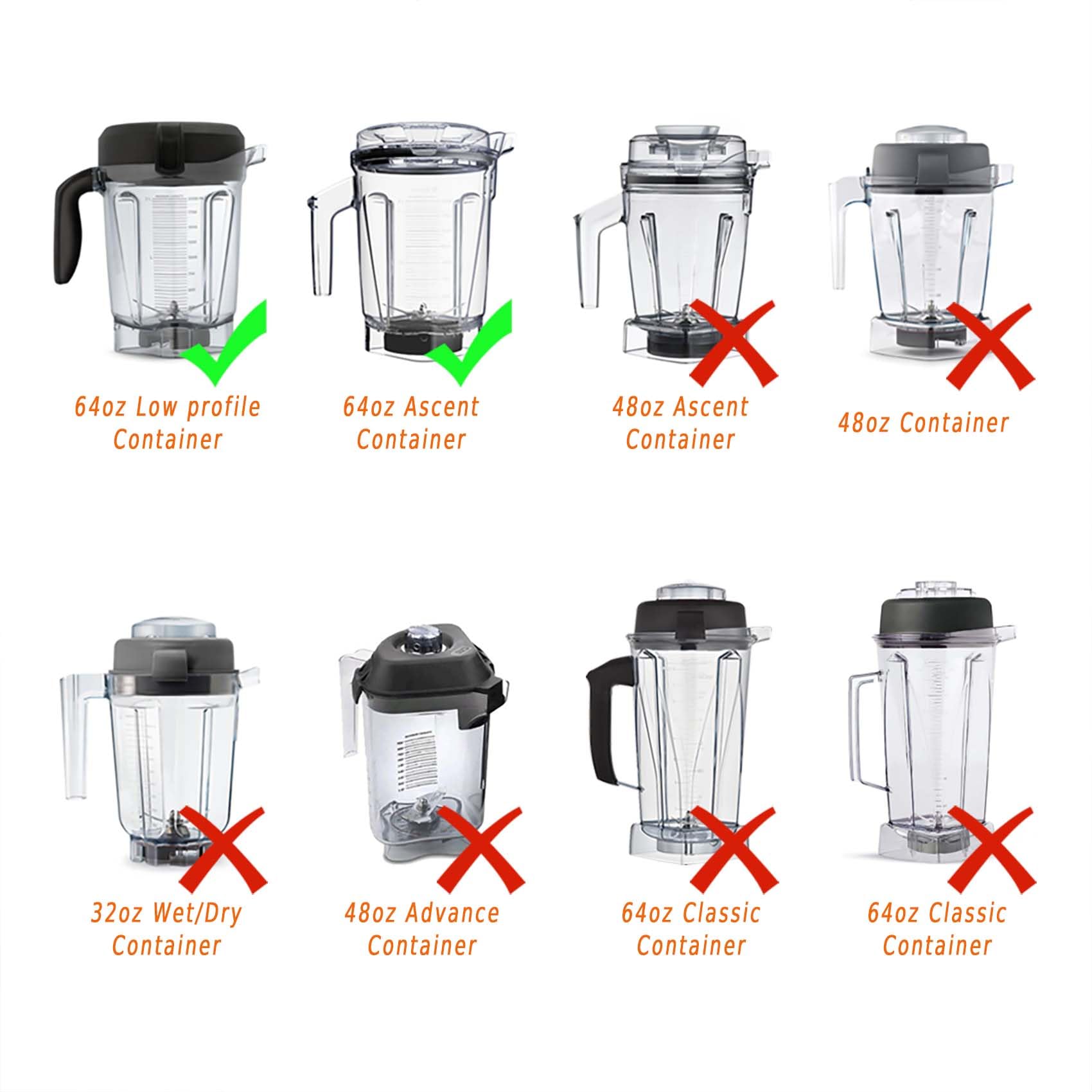 Blade Assembly Replacement for Vitamix Blenders 64oz Low Profile Container, replace Professional 300 750 780, Classic 5300 6500 7500, Ascent A2300 A3300, Explorian E320 E520, Propel 750 etc