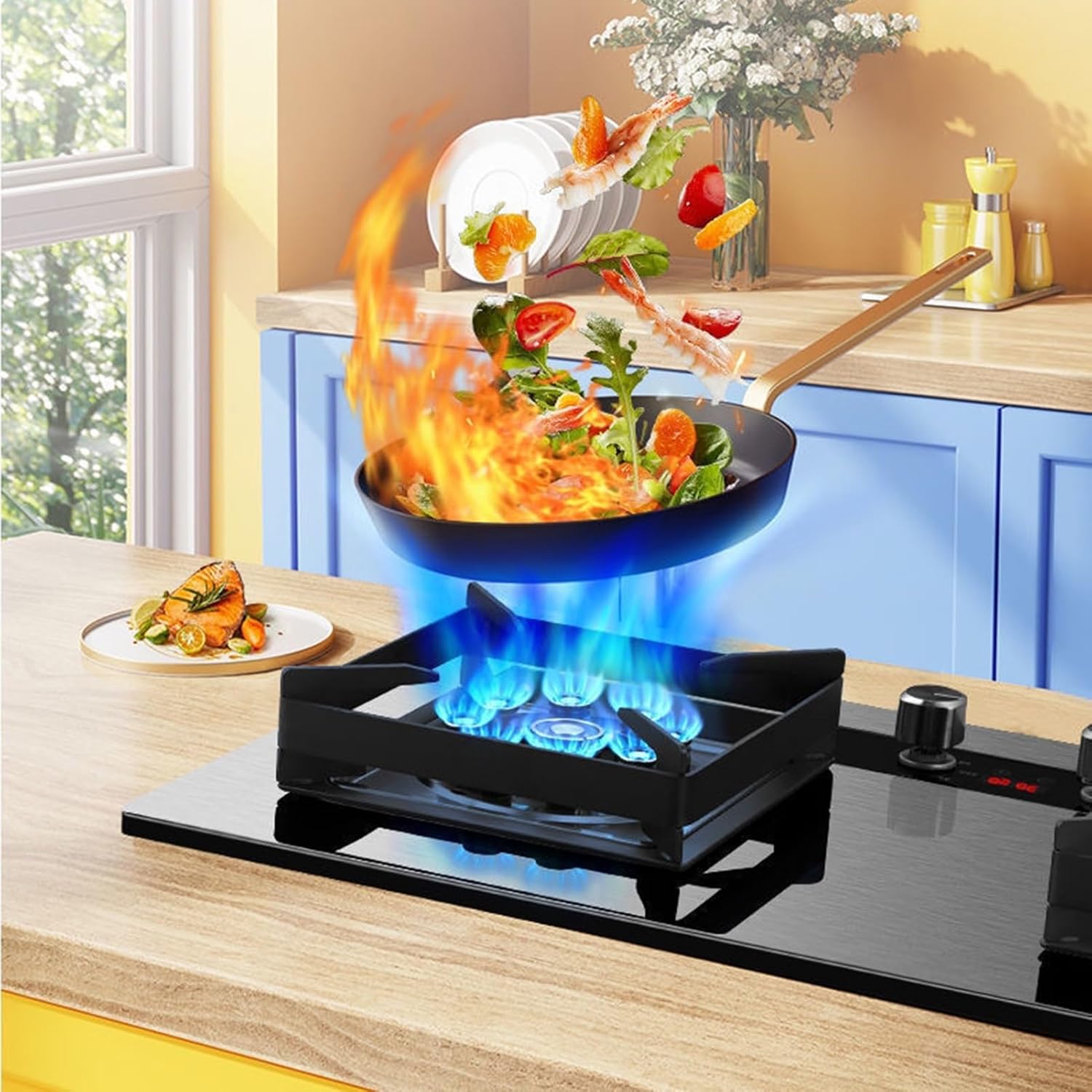 Gas Stove,5.2KW Camping,Gas/LP Conversion,with Flameout Protection,for Home Kitchen Motor Camp(LPG)