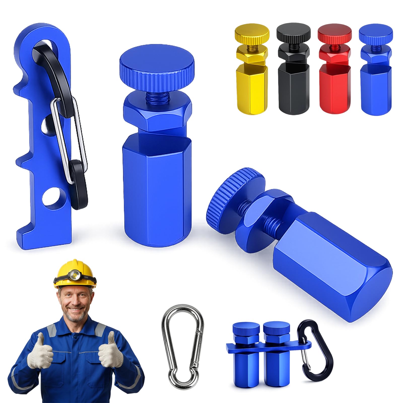 2 Pcs Tall Stair Gauges for Framing Square, Aluminum Alloy Hexagonal Stair Stringer Layout Jig with Holder & Hook, Circular Saw Guide Attachment for Rafter Layout, Carpentry Tools (Blue)