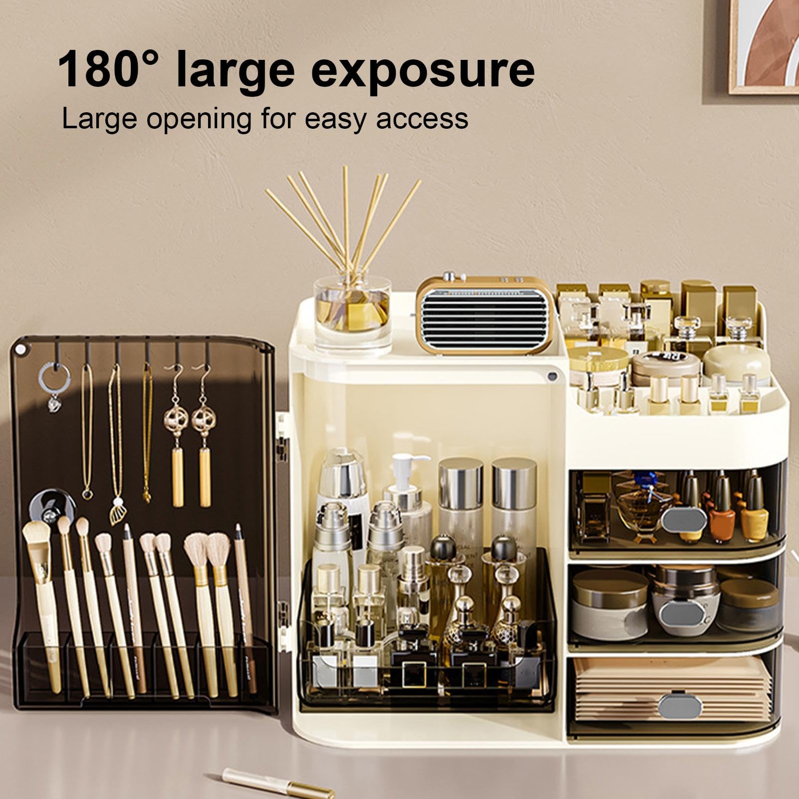 Organizzatore cosmetico da scrivania, organizer per cosmetici, organizer da scrivania con grande capacità, contenitore per il trucco con scomparti multipli per fermagli per capelli, | da scrivania con grande capacità, contenitore per il trucco con scompar
