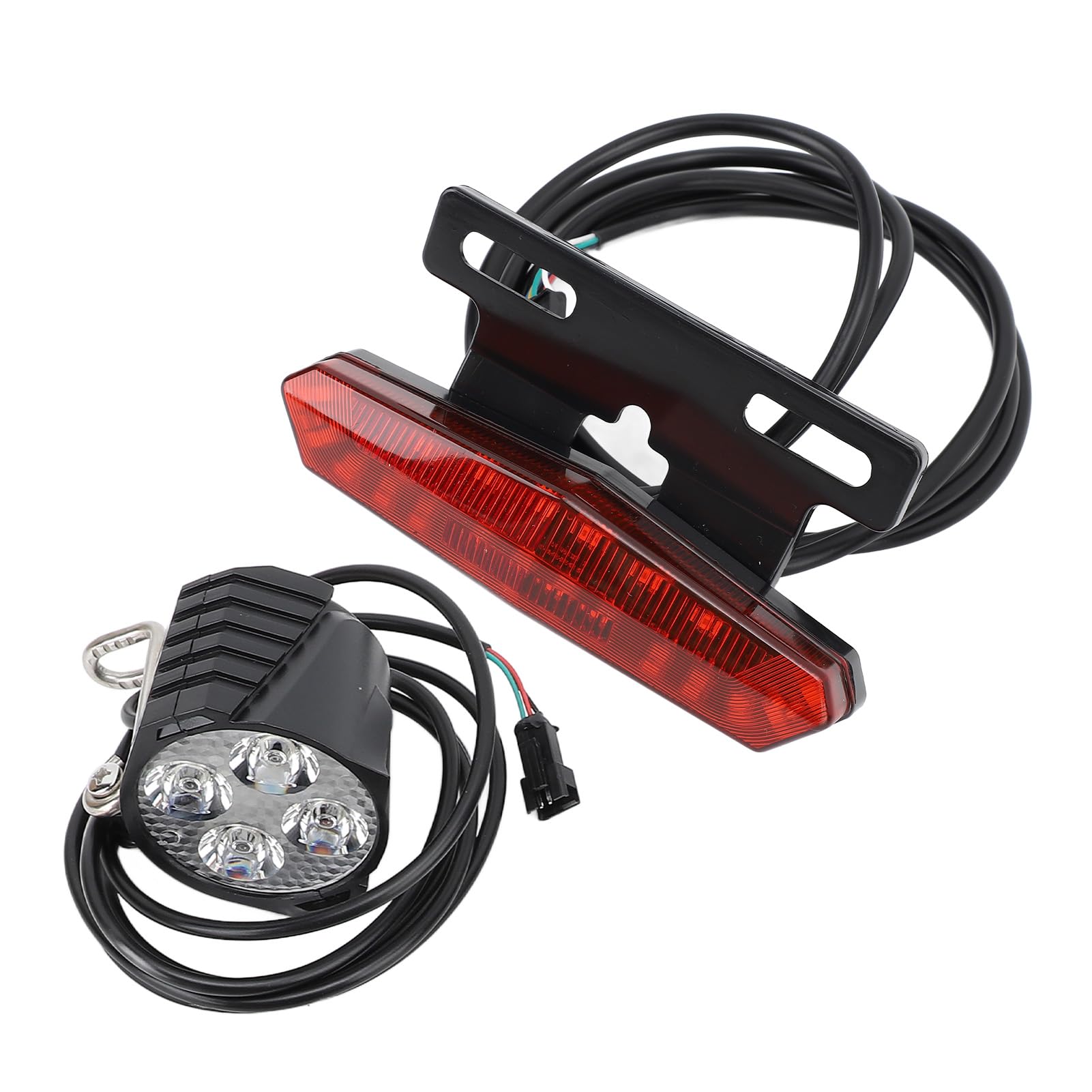 CHICIRIS - Conjunto de luces de bicicleta eléctrica, faro LED y luz trasera con botón de conmutación de bocina, advertencia de freno y intermitente, para bicicleta eléctrica 24 V 36 V 48