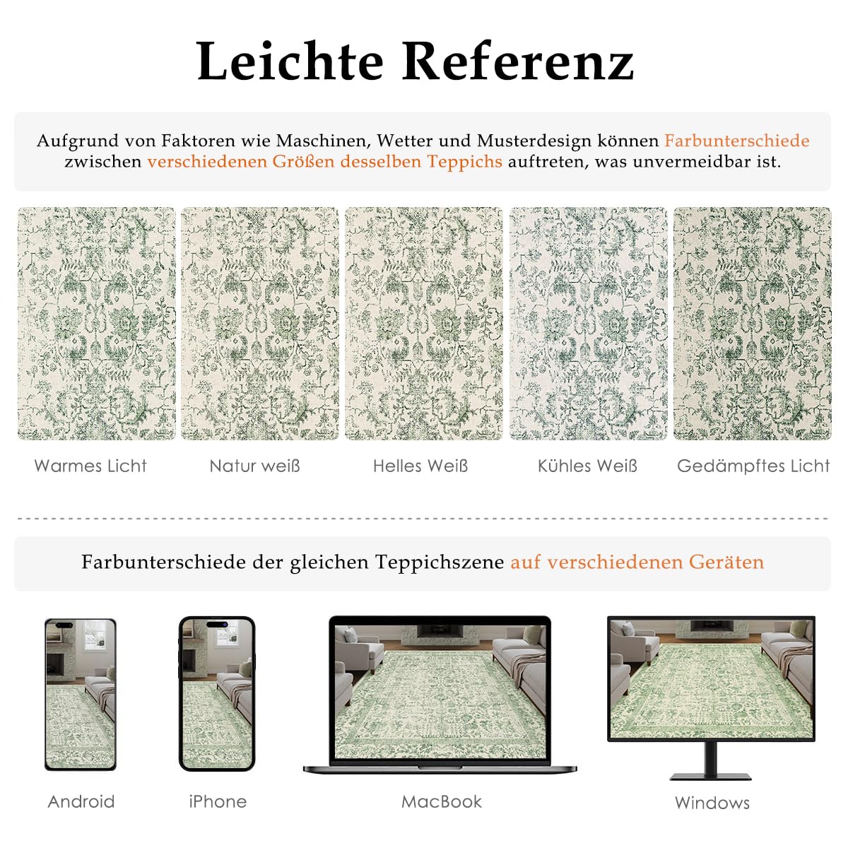 HUGEAR Vintage Tappeto Salotto Verde Tappeti 240x300cm Soggiorno Antiscivolo Lavabile in Lavatrice Tapette Camera da Letto Sala Ufficio Bambina Bambino Pelo Corto Grande Carpet