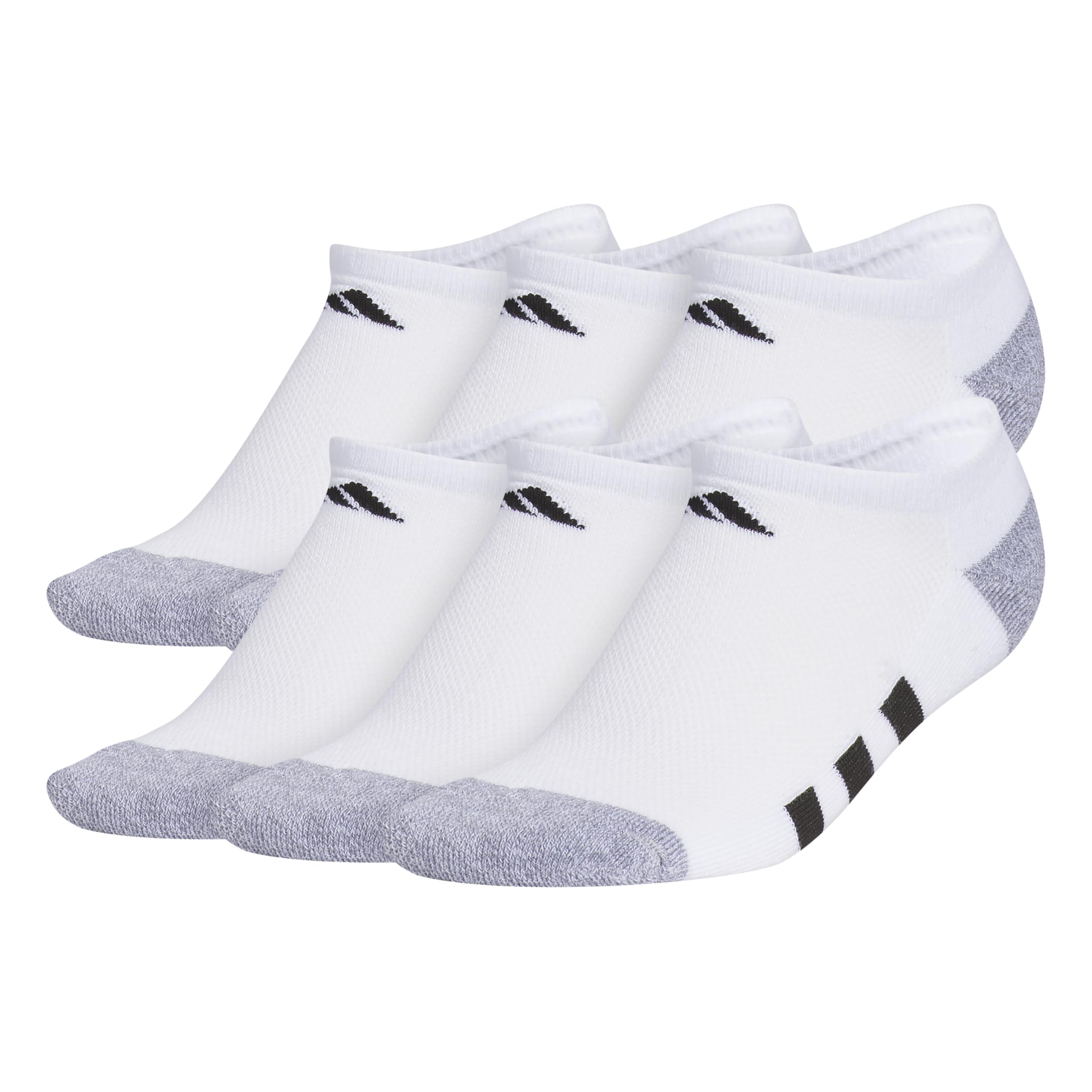 Adidas Lot de 6 chaussettes invisibles unisexes pour adulte, blanc/gris/noir, taille M, Blanc/gris/noir, Medium