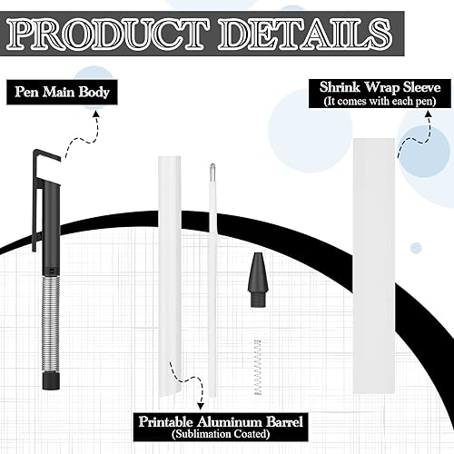Miniatura 14 de Yexiya Bolígrafos de sublimación, bolígrafo de transferencia de calor en blanco, bolígrafo de sublimación con envoltura retráctil, suministros