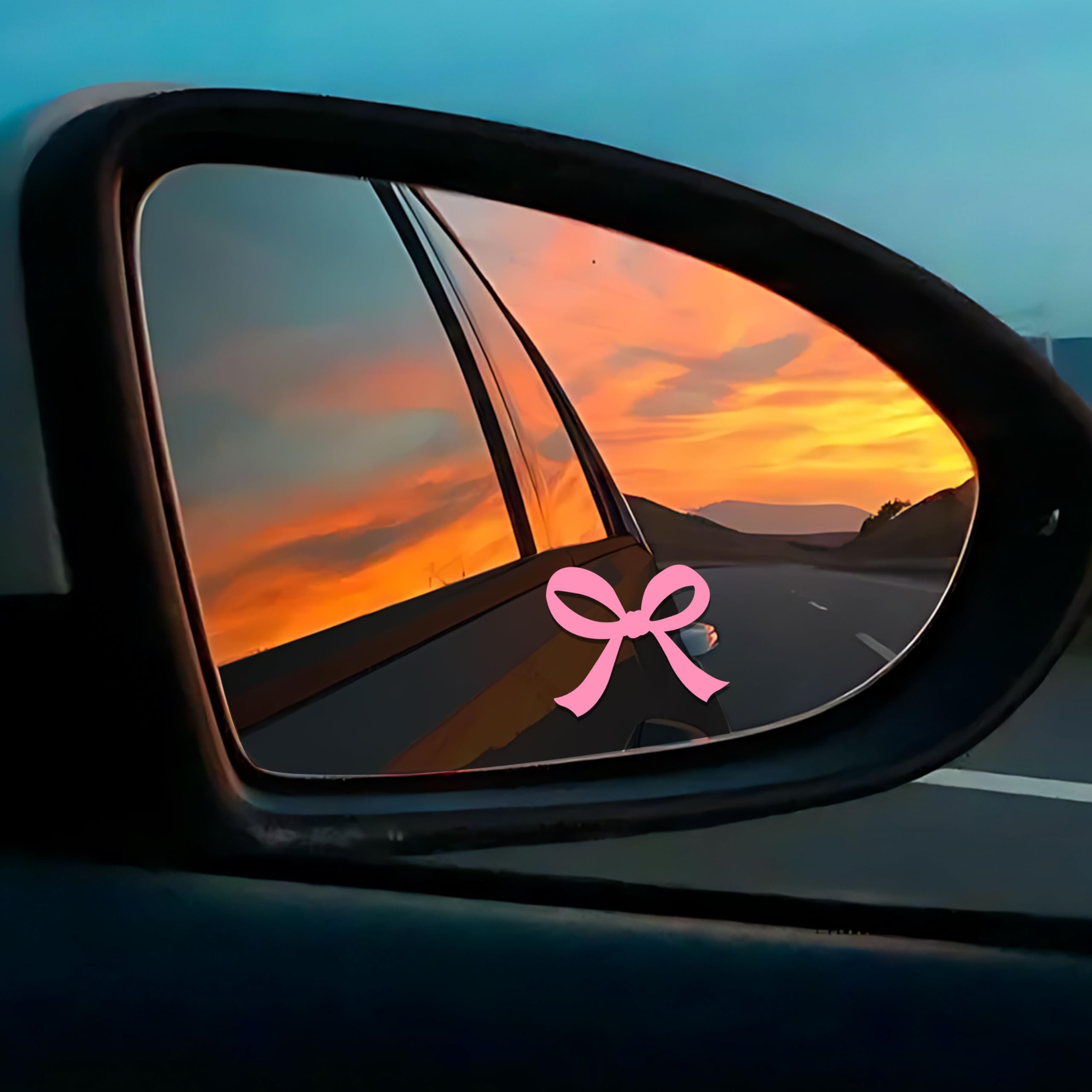 Set 3Pcs Pink Bow Rearview Mirror Decals Cute Bow Girly Stuff Bookish Stickers Aesthetic Ribbon Water Bottle Kindle — view 2