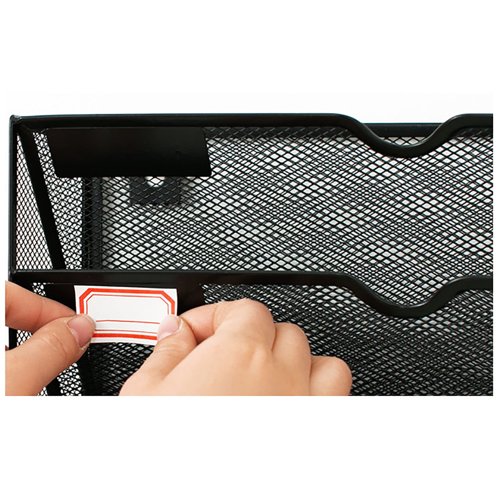 Porta letteratura a parete in rete, Organizzatore for riviste in metallo a 5 strati, formato A4, for bagno o ufficio, for libri, tablet e giornali, nero(Black)