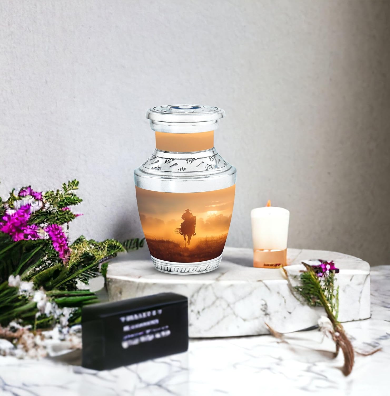 Cowboy Urn - Mini Urns - Urns for Ashes Adult Male - Cremation Urns for Human Ashes Adult Male - Burial Urns for Cremated Remains (3 inch Pack of 1)