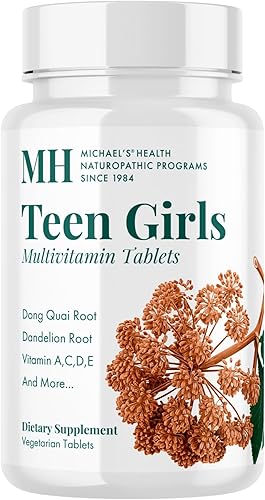 MICHAEL'S Health Naturopathic Programs - Multivitamínico para niñas adolescentes, 60 tabletas vegetarianas, con vitaminas del complejo B y mezcla de
