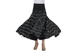 Elegant Sequin Ballroom Waltz Dancing Long Black Indian Skirt